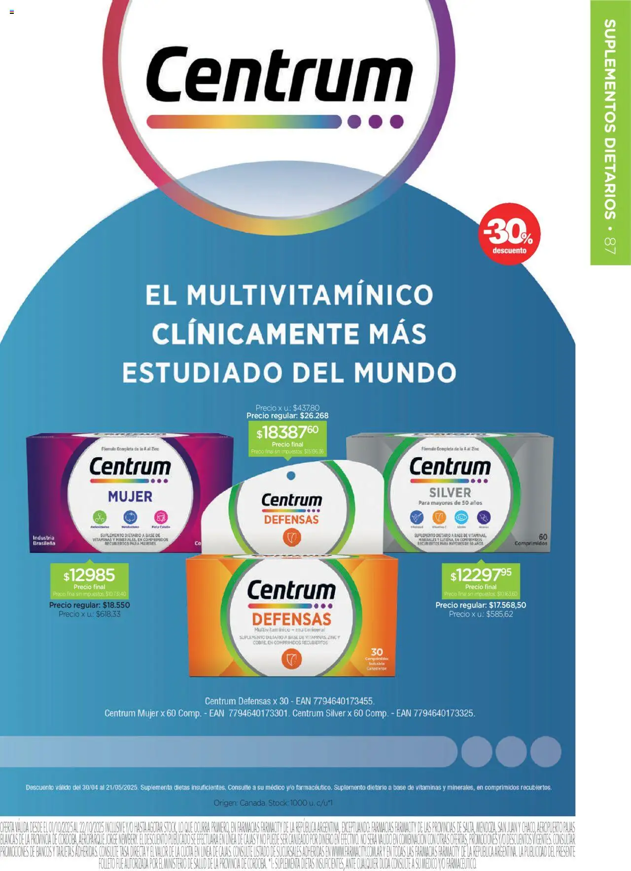 Farmacity catálogo │ válido desde el 01.10.2025 | Página: 87 | Productos: Vitaminas, Suplemento dietario, Sal