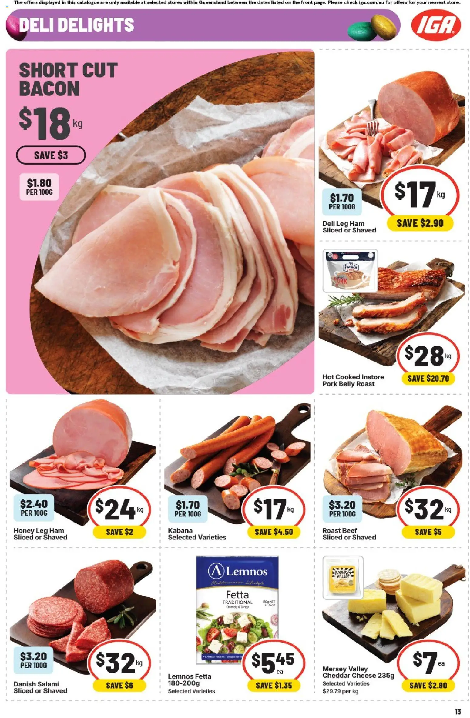 IGA catalogue - valid from 25.03.2026 | Page: 16 | Products: Bacon, Cheese, Ham, Pork