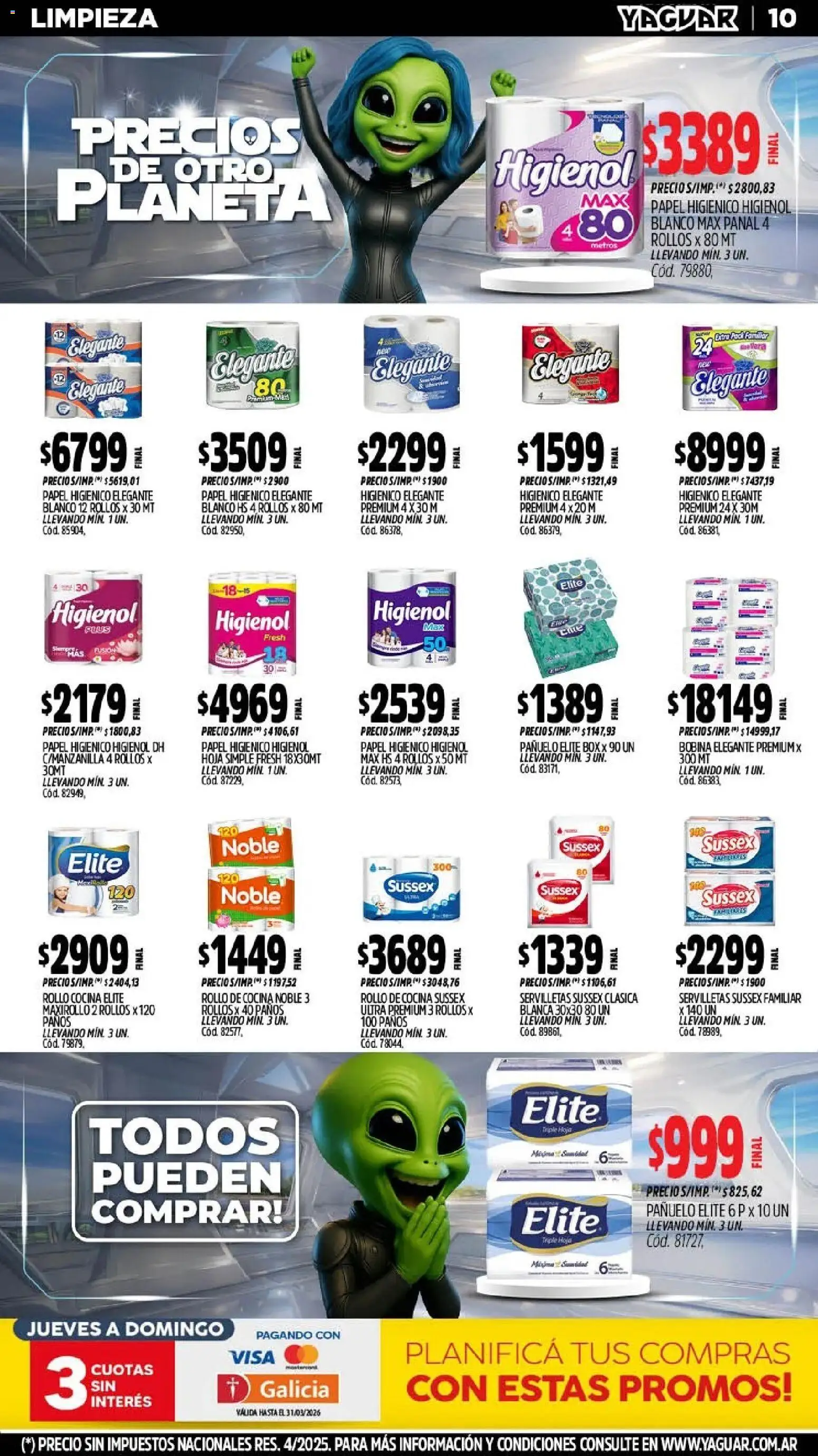 Yaguar - Oferta Semanal Chaco │ válido desde el 09.03.2026 | Página: 10 | Productos: Papel higiénico, Pañuelo, Cocina, Servilletas