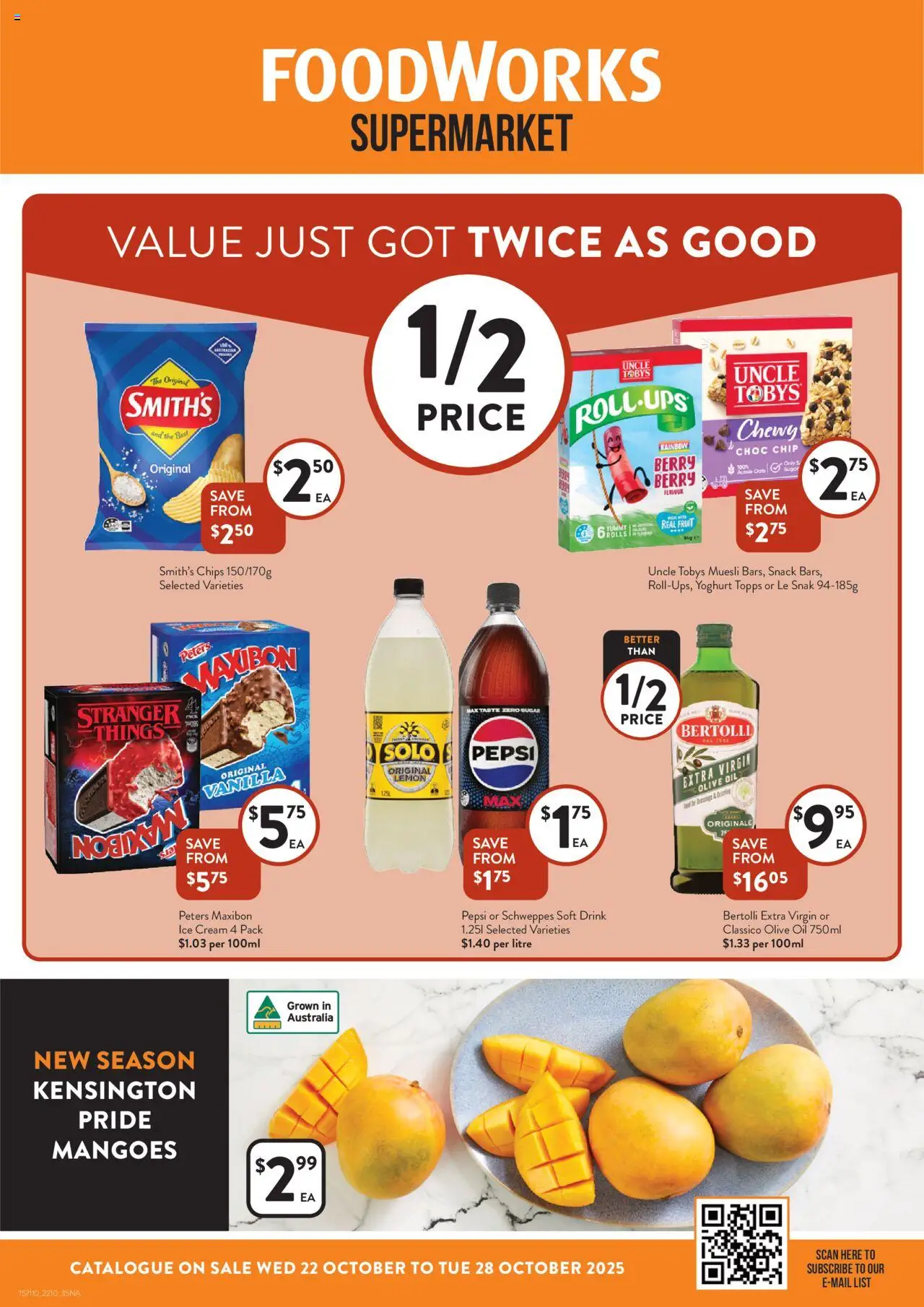 Foodworks catalogue - valid from 22.10.2025 | Page: 1 | Products: Oil, Olive oil, Ice cream, Sugar