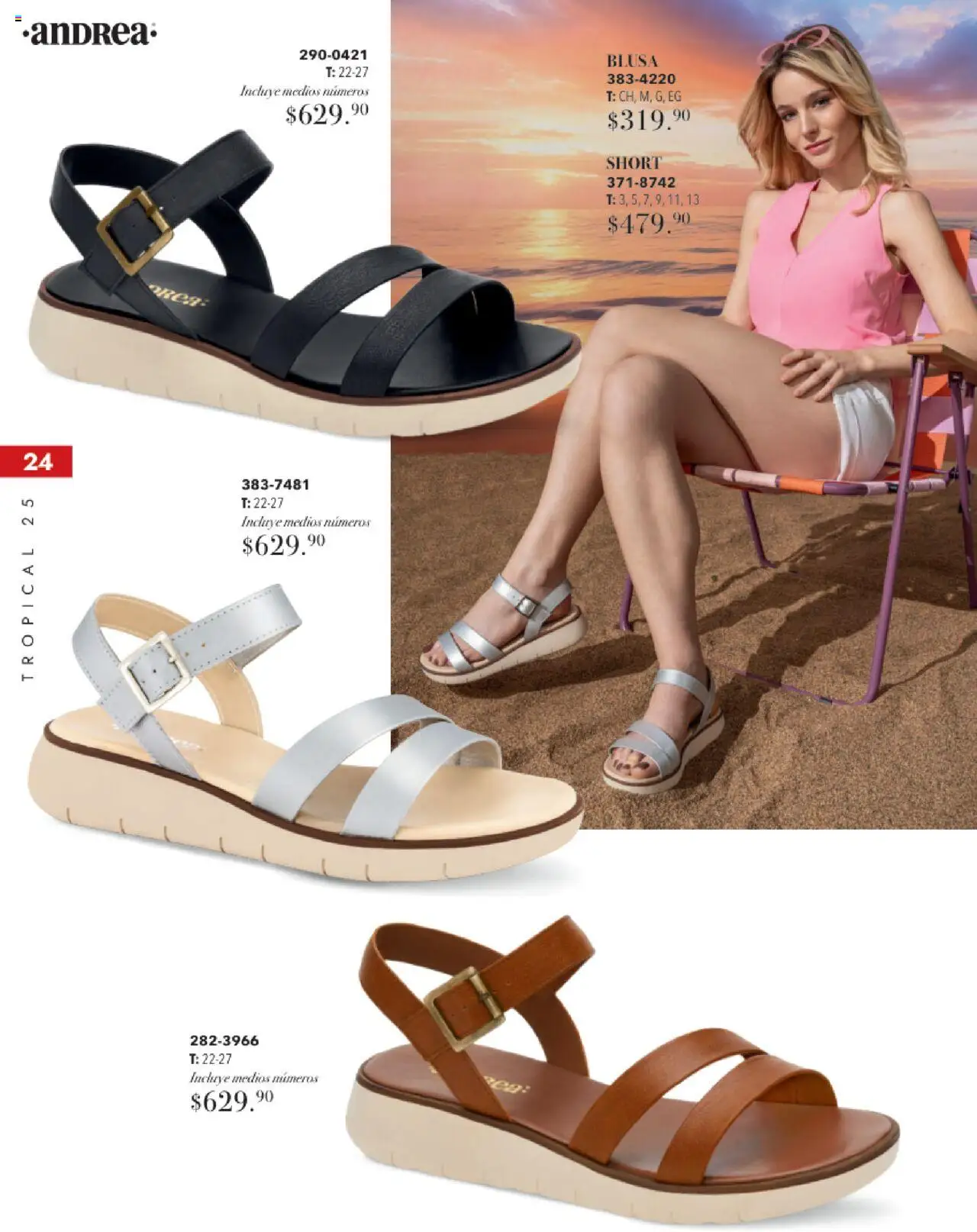 Nuevas ofertas de Andrea válidas en toda la República Mexicana desde el 17.08.2025. ¡Encuentra las mejores ofertas en Andrea - Catálogo Tropical Otoño / Invierno! | Página: 24 | Productos: Blusa, Short