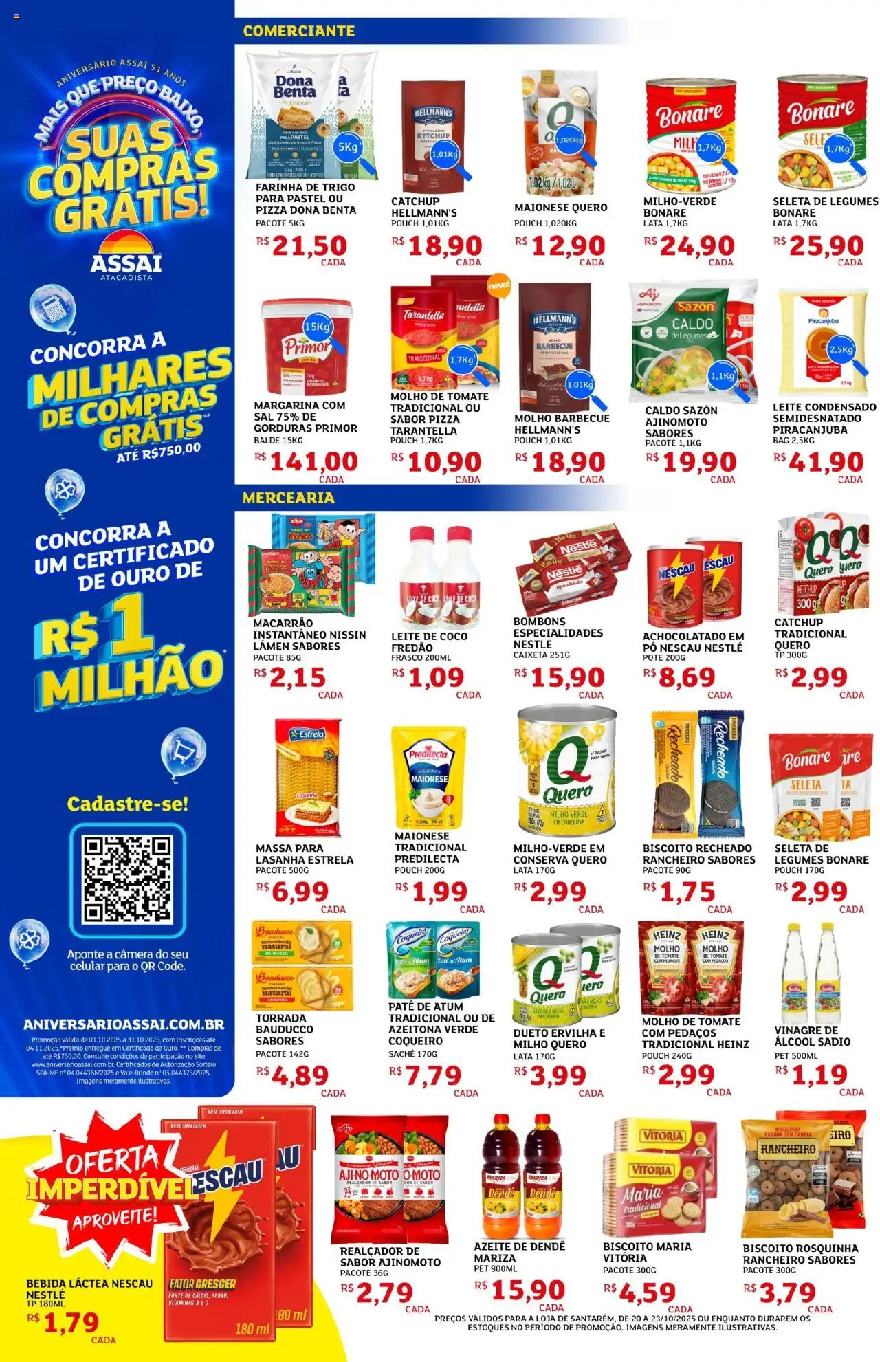 Assaí Atacadista Folheto - válido de 20.10.2025 | Página: 2 | Produtos: Milho verde, Atum, Câmera, Margarina