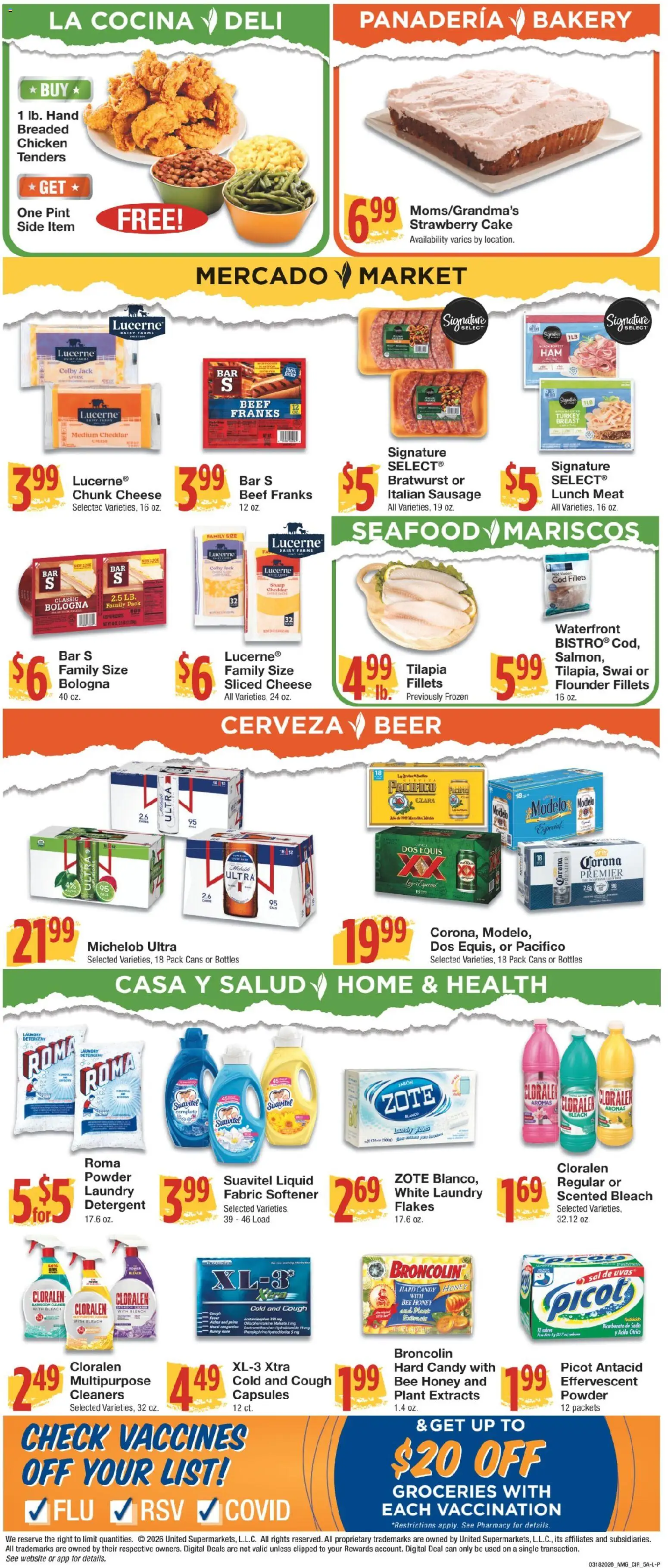 United Supermarkets Ad - valid from 17.03.2026 | Page: 5 | Products: Bakery, Detergent, Flakes, Sausage