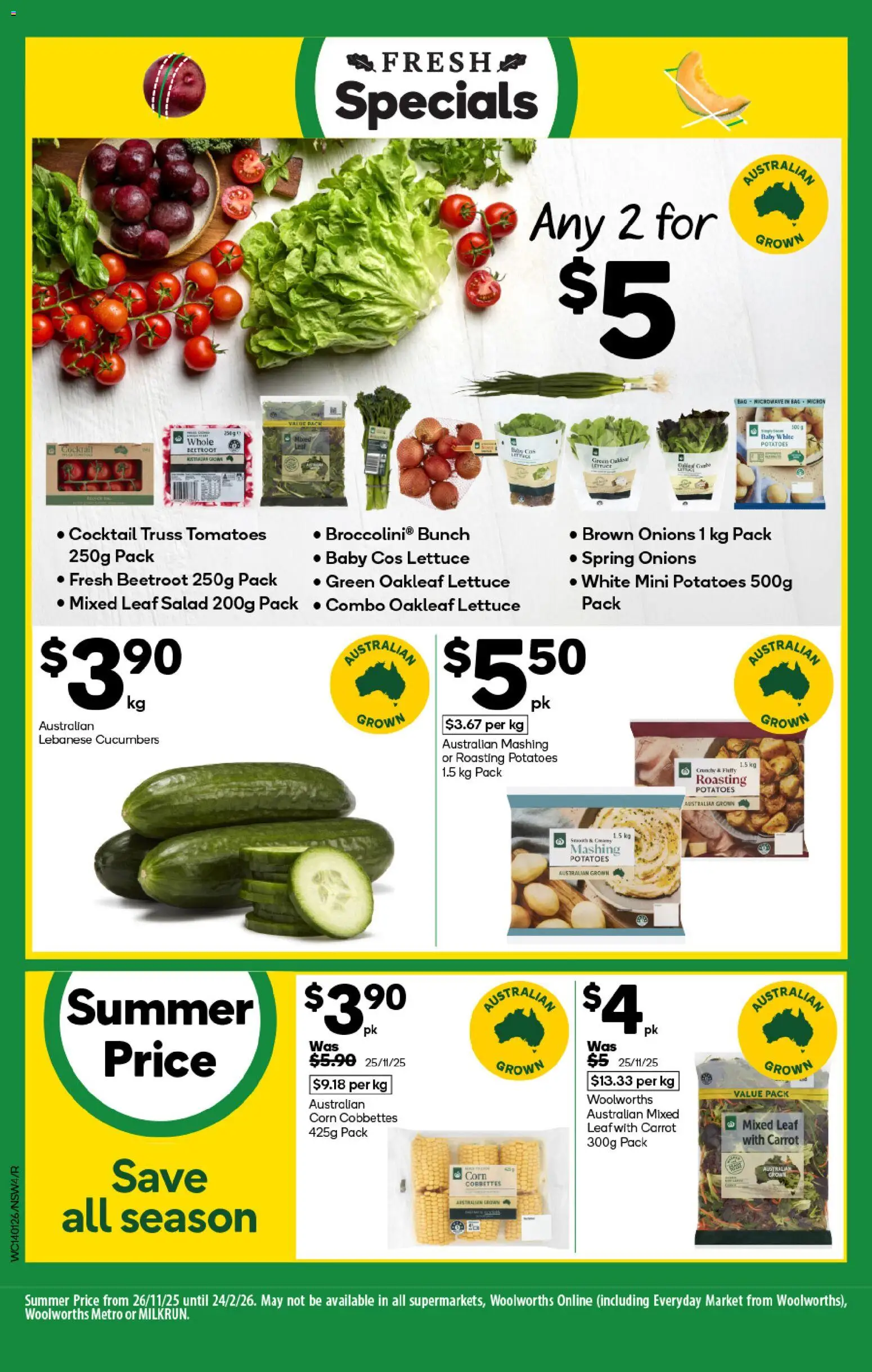 Woolworths catalogue - valid from 14.01.2026 | Page: 4 | Products: Tomatoes, Cucumbers, Onions, Bag