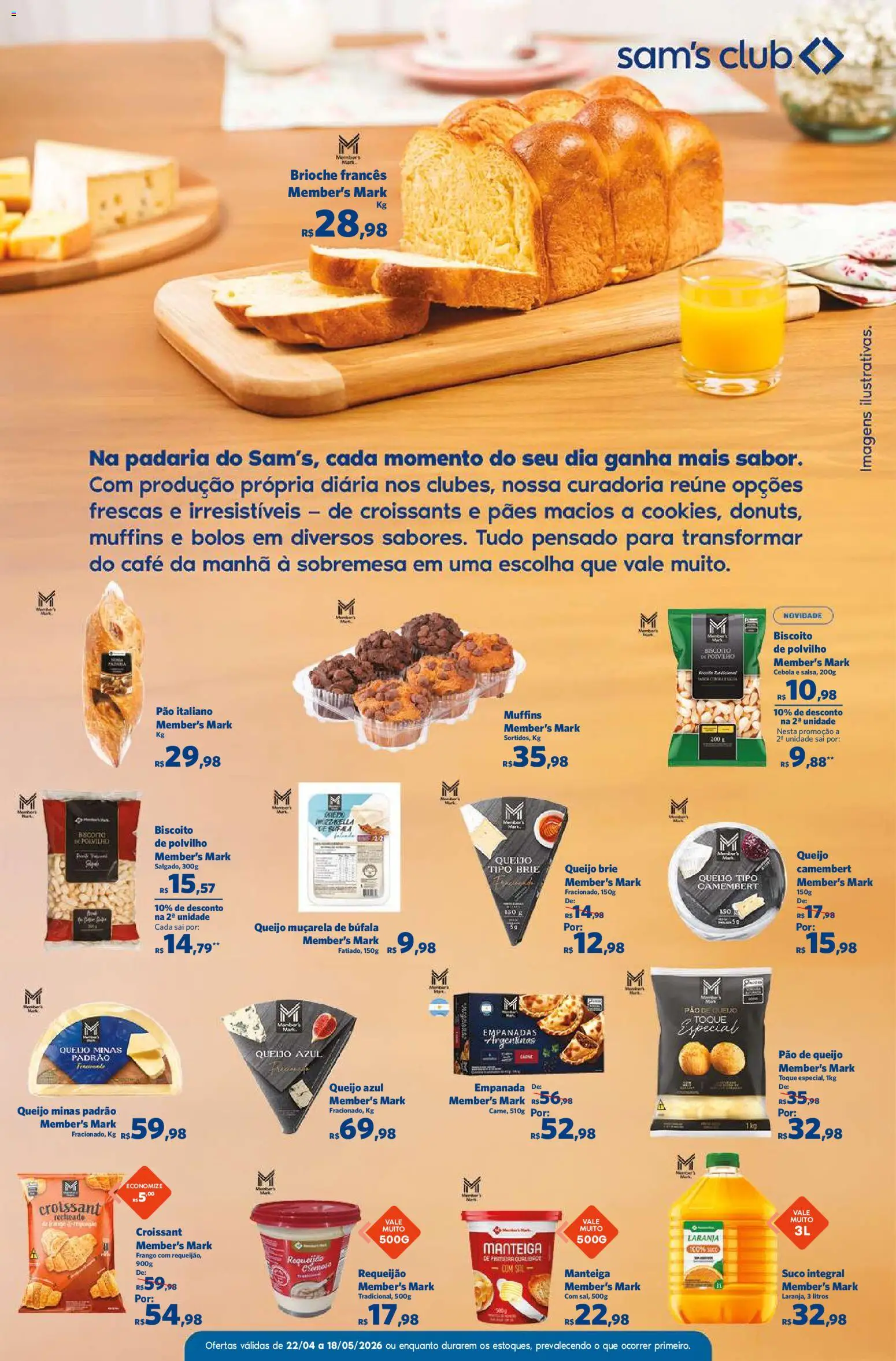 Sam's Club Folheto - válido de 22.04.2026 | Página: 7 | Produtos: Pão, Café, Camembert, Requeijão