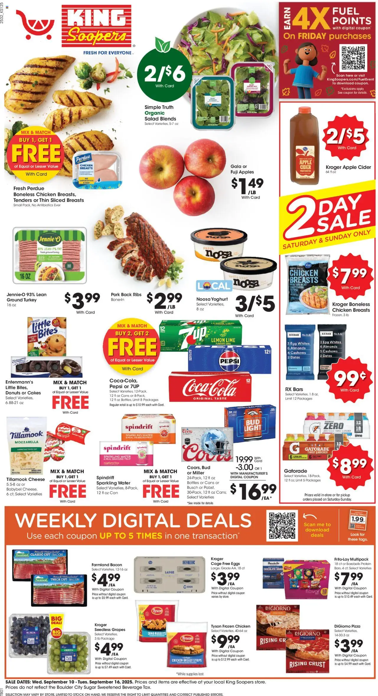 King Soopers Weekly Ad - valid from 10.09.2025 | Page: 1 | Products: Cider, Pork, Sugar, Lemon