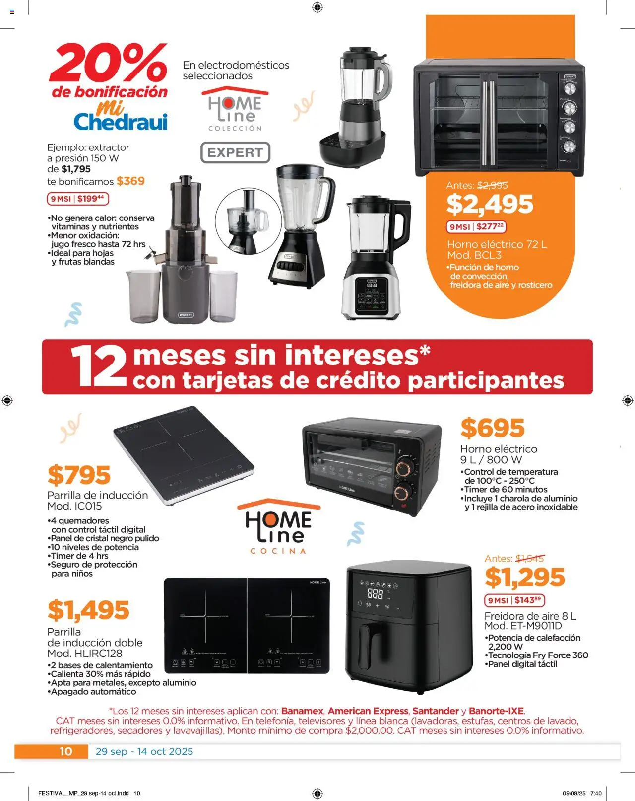 Nuevas ofertas de Chedraui válidas en toda la República Mexicana desde el 29.09.2025. ¡Encuentra las mejores ofertas en Chedraui - Folleto Nuestras marcas propias! | Página: 10 | Productos: Jugo, Horno eléctrico, Cocina, Parrilla