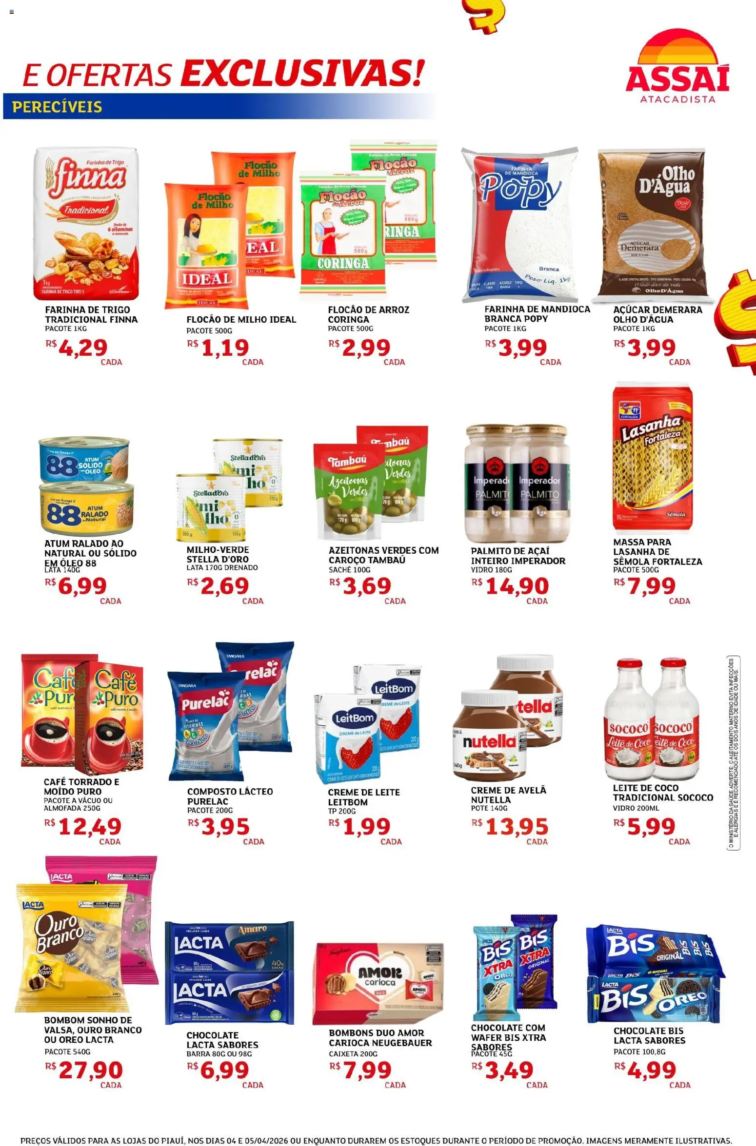Assaí Atacadista Folheto - válido de 04.04.2026 | Página: 3 | Produtos: Azeitonas, Mandioca, Creme de avelã, Leite de coco