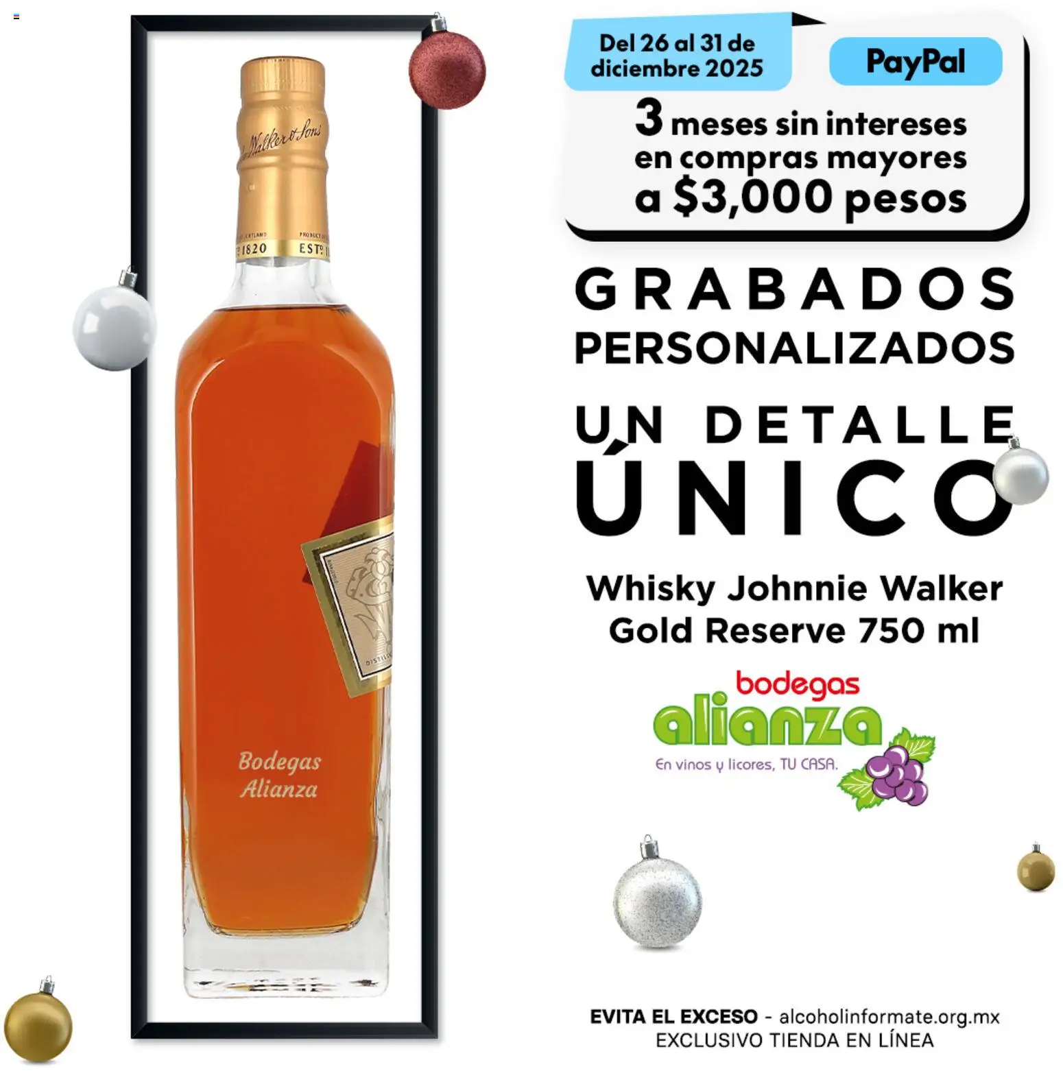 Nuevas ofertas de Bodegas Alianza válidas en toda la República Mexicana desde el 26.12.2025. ¡Encuentra las mejores ofertas en Bodegas Alianza catálogo Grabados Personalizados! | Página: 3 | Productos: Whisky