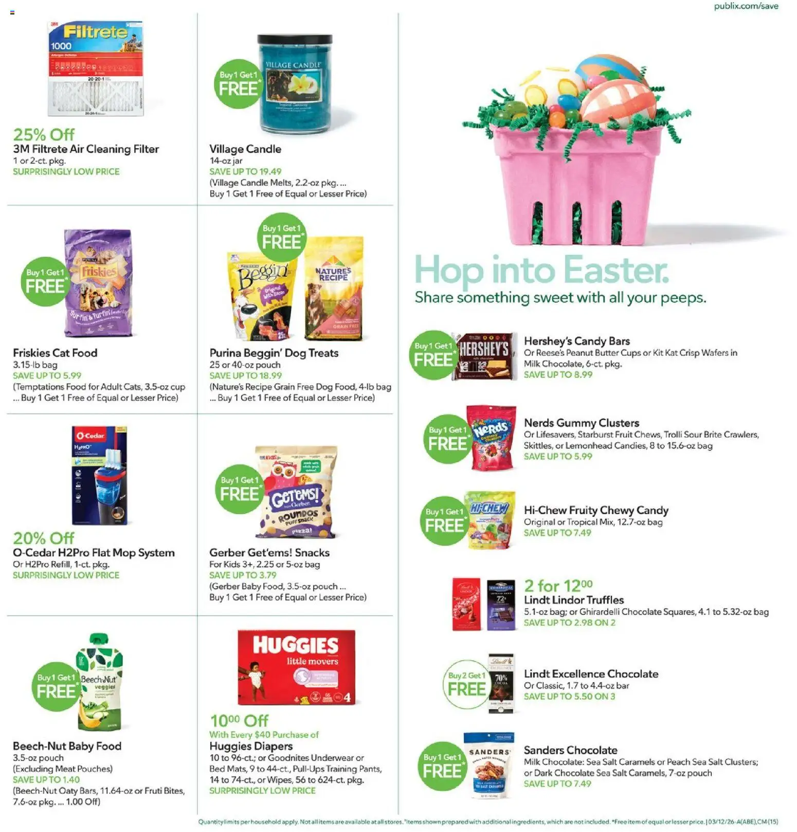 Publix Weekly Ad - valid from 11.03.2026 | Page: 15 | Products: Bed, Dog Treats, Cat Food, Milk