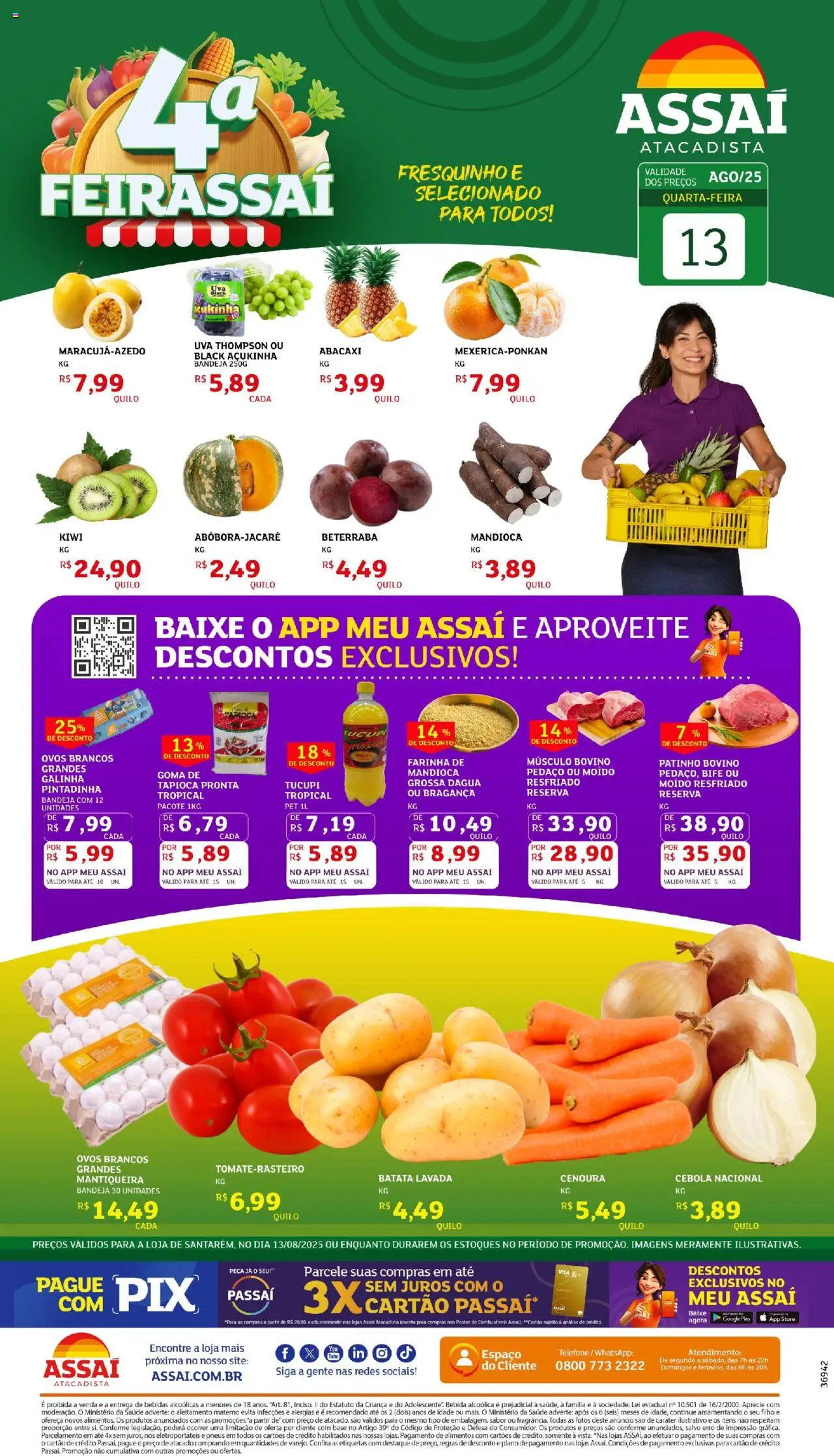 Assaí Atacadista Folheto - válido de 13.08.2025 | Página: 1 | Produtos: Cebola, Pneus, Kiwi, Bandeja