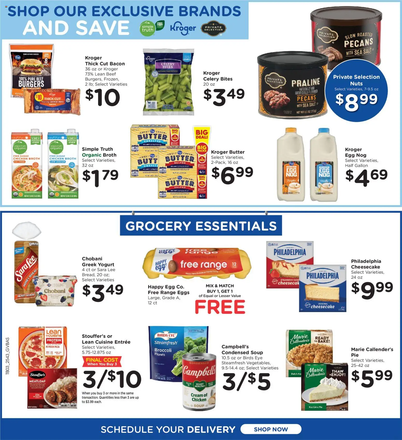 Kroger Ad - valid from 28.11.2025 | Page: 5 | Products: Broccoli, Yogurt, Pumpkin, Cheesecake