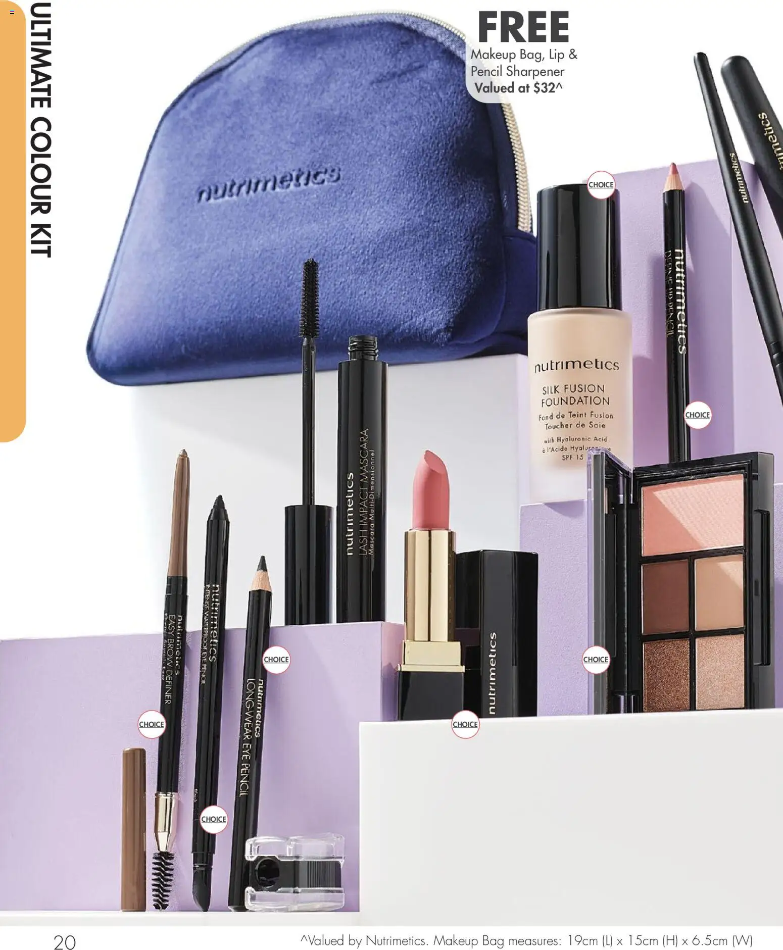 Nutrimetics catalogue - valid from 01.01.2026 | Page: 20 | Products: Eye pencil, Foundation, Bag, Pencil sharpener
