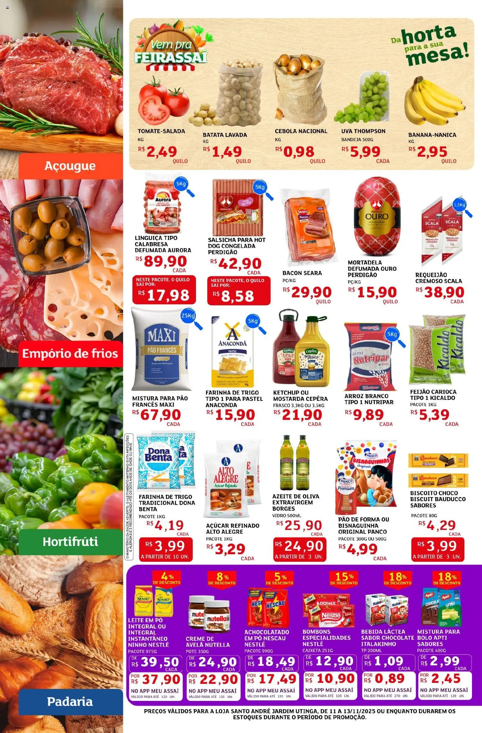 Assaí Atacadista Folheto - válido de 07.11.2025 | Página: 2 | Produtos: Nescau, Mortadela, Pão de forma, Leite em pó