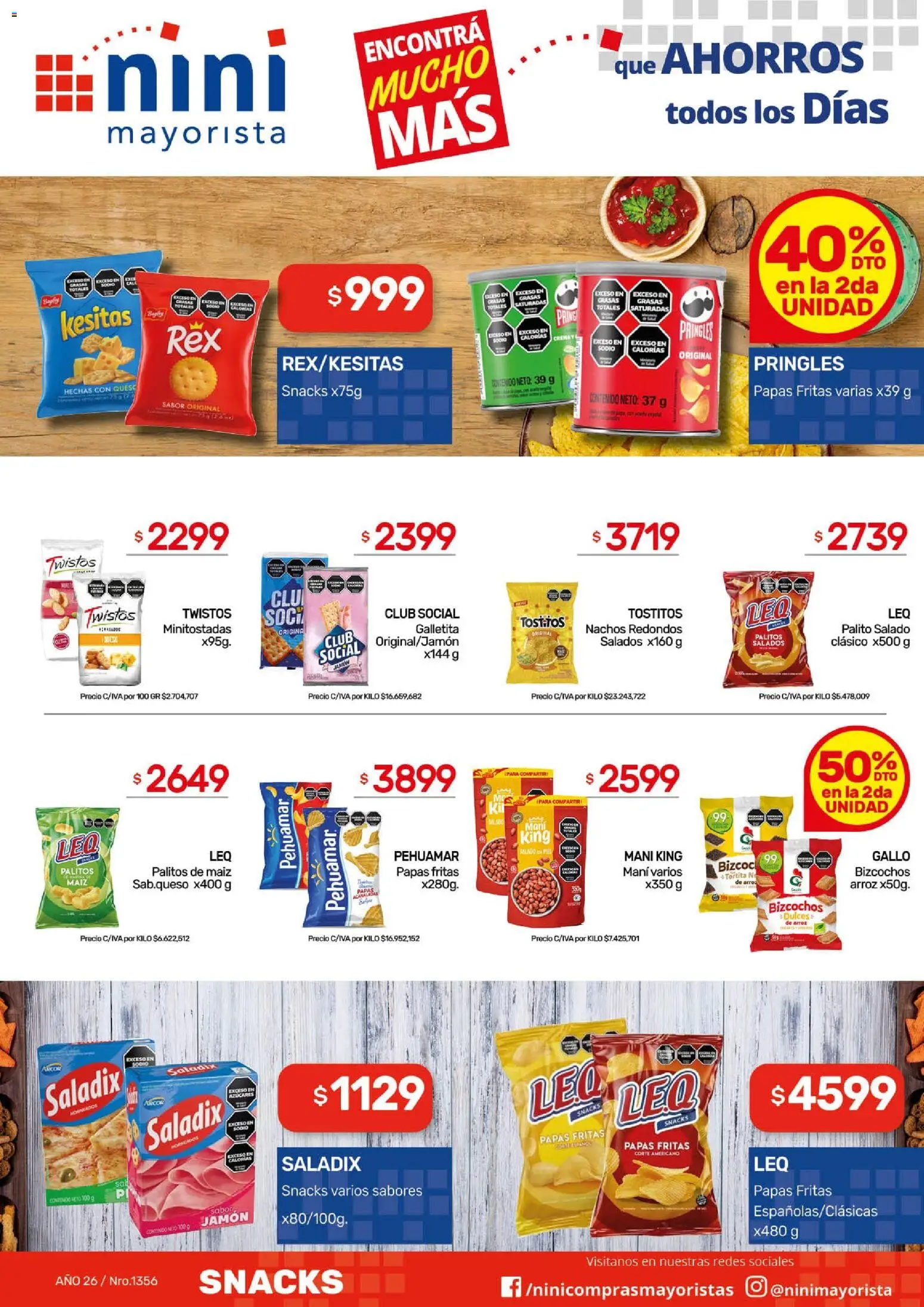NINI Mayorista ofertas │ válido desde el 20.04.2026 | Página: 19 | Productos: Maiz, Mani, Papas fritas, Bizcochos