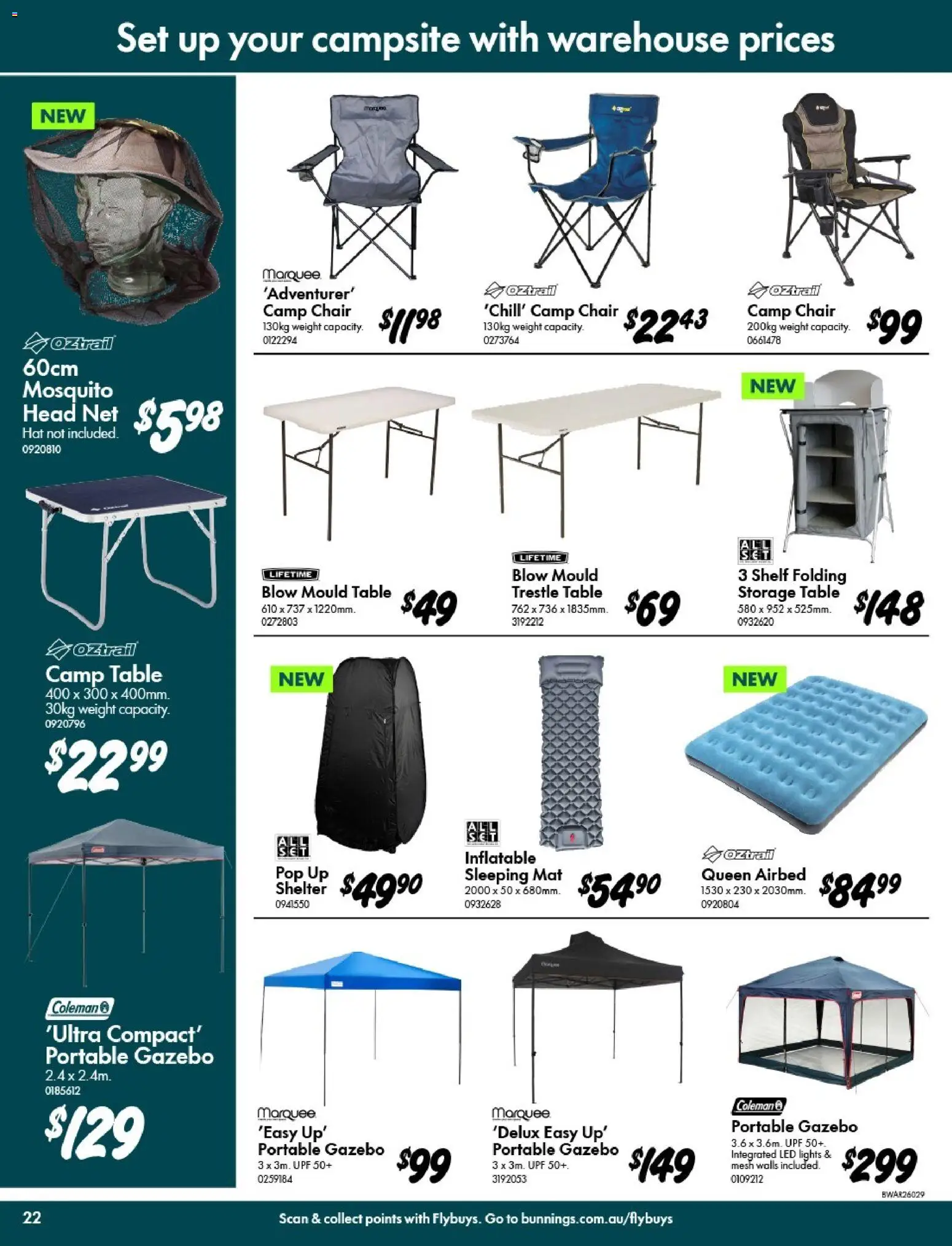 Bunnings Warehouse catalogue - valid from 07.01.2026 | Page: 22 | Products: Table, Chair, Gazebo, Hat