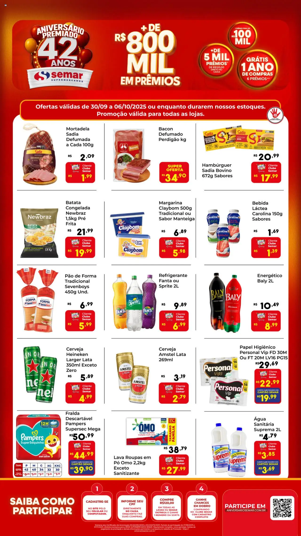 Semar Supermercado Folheto - válido de 30.09.2025 | Página: 2 | Produtos: Manteiga, Cerveja, Refrigerante, Água sanitária