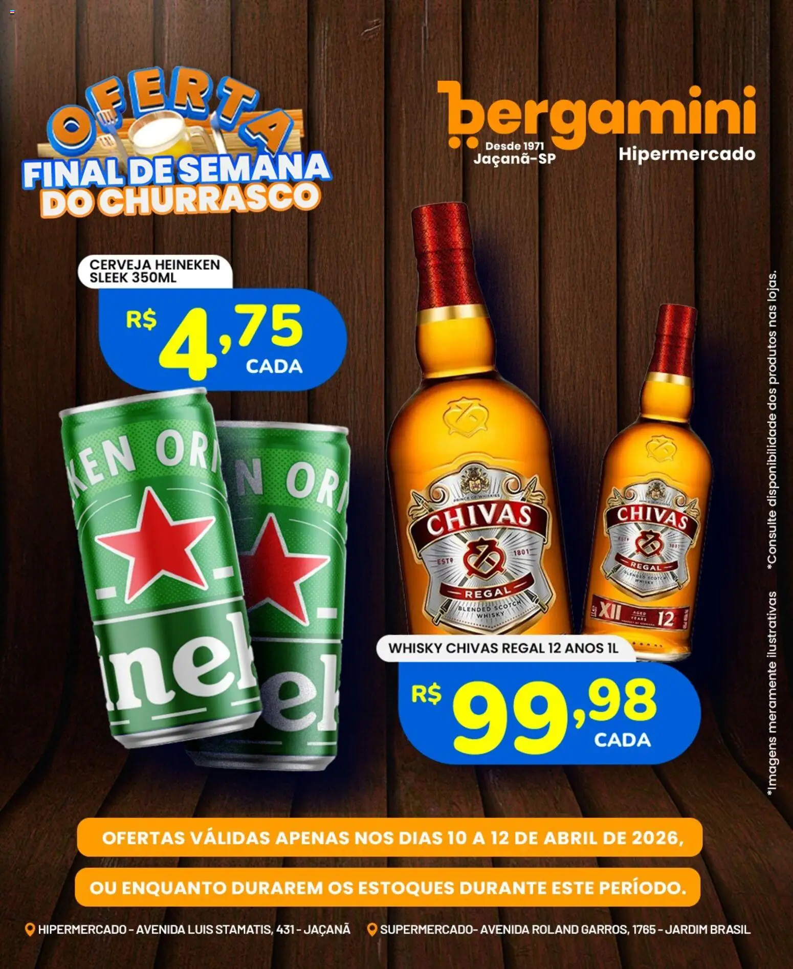 Supermercado Bergamini Folheto - válido de 10.04.2026 | Página: 9 | Produtos: Whisky, Cerveja, Cerveja Heineken, Heineken