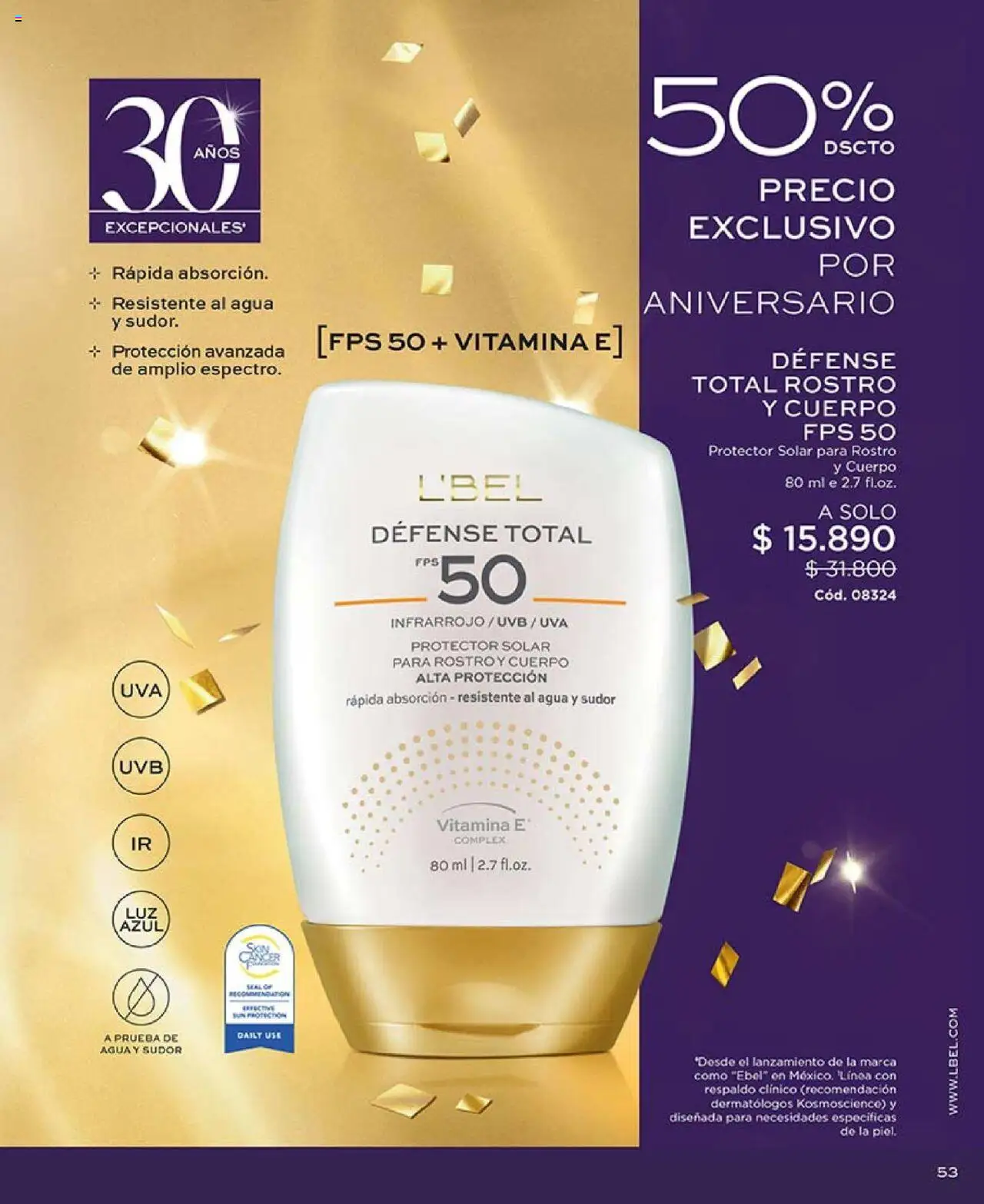 Catálogo L'Bel Campaña 13 │ válido desde el 29.07.2025 | Página: 53 | Productos: Agua, Uva, Protector solar