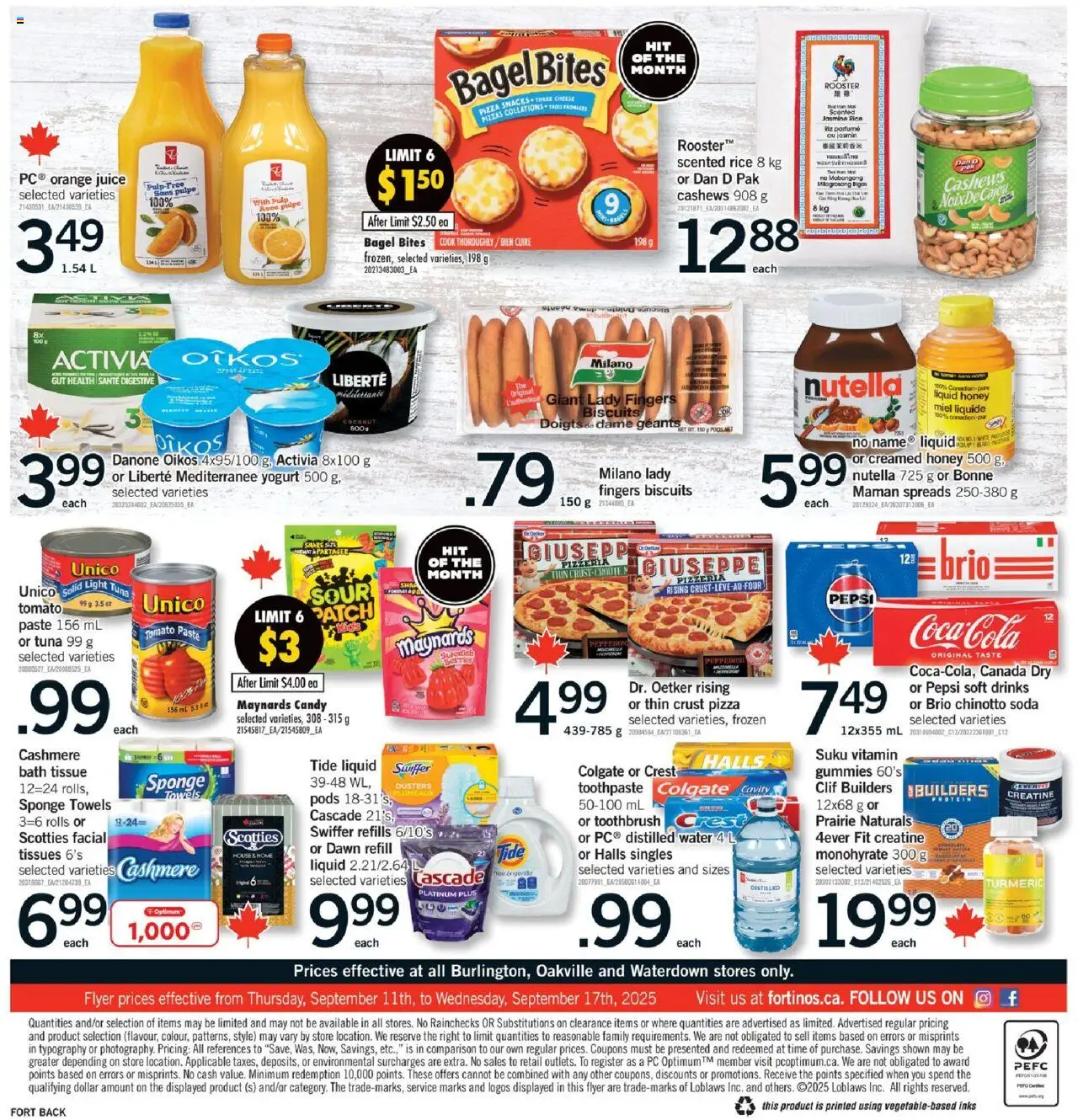 Fortinos flyer valid from 11.09.2025 | Page: 6 | Products: Rice, PC, Bath, Pizza