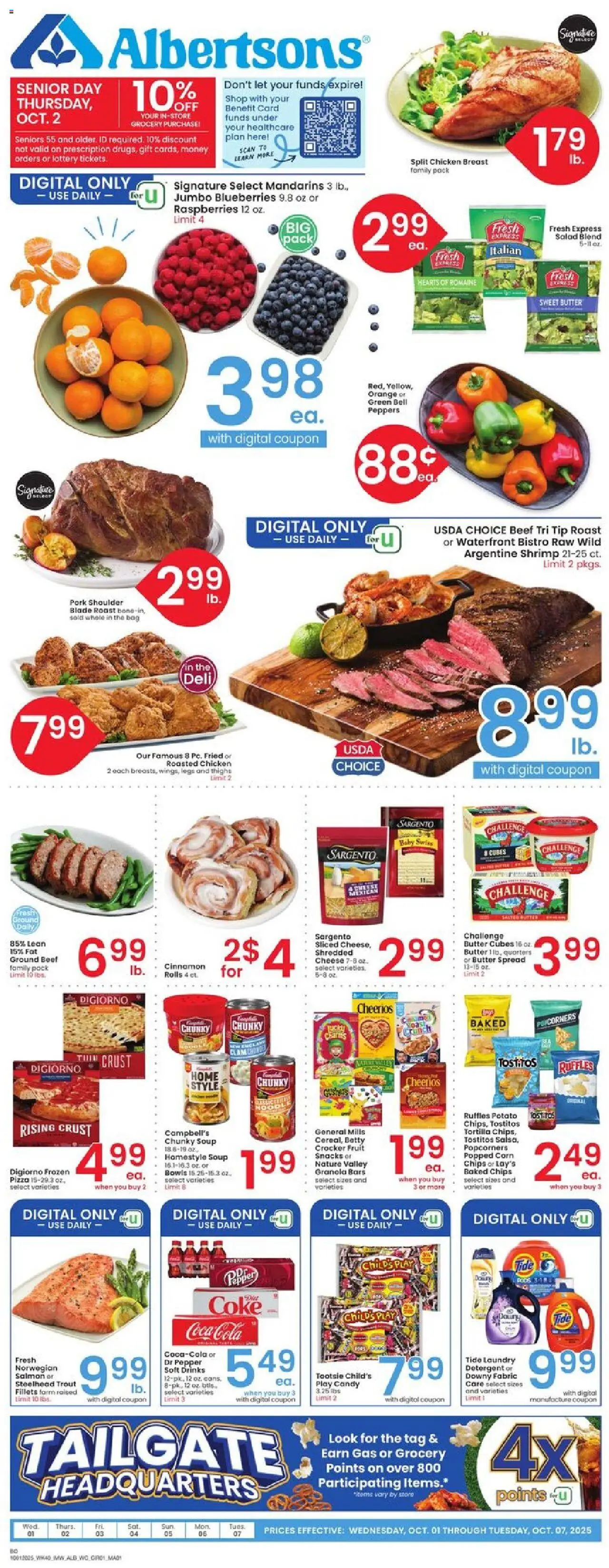 Albertsons Weekly Ad - valid from 01.10.2025 | Page: 1 | Products: Mandarins, Peppers, Pepper, Bag