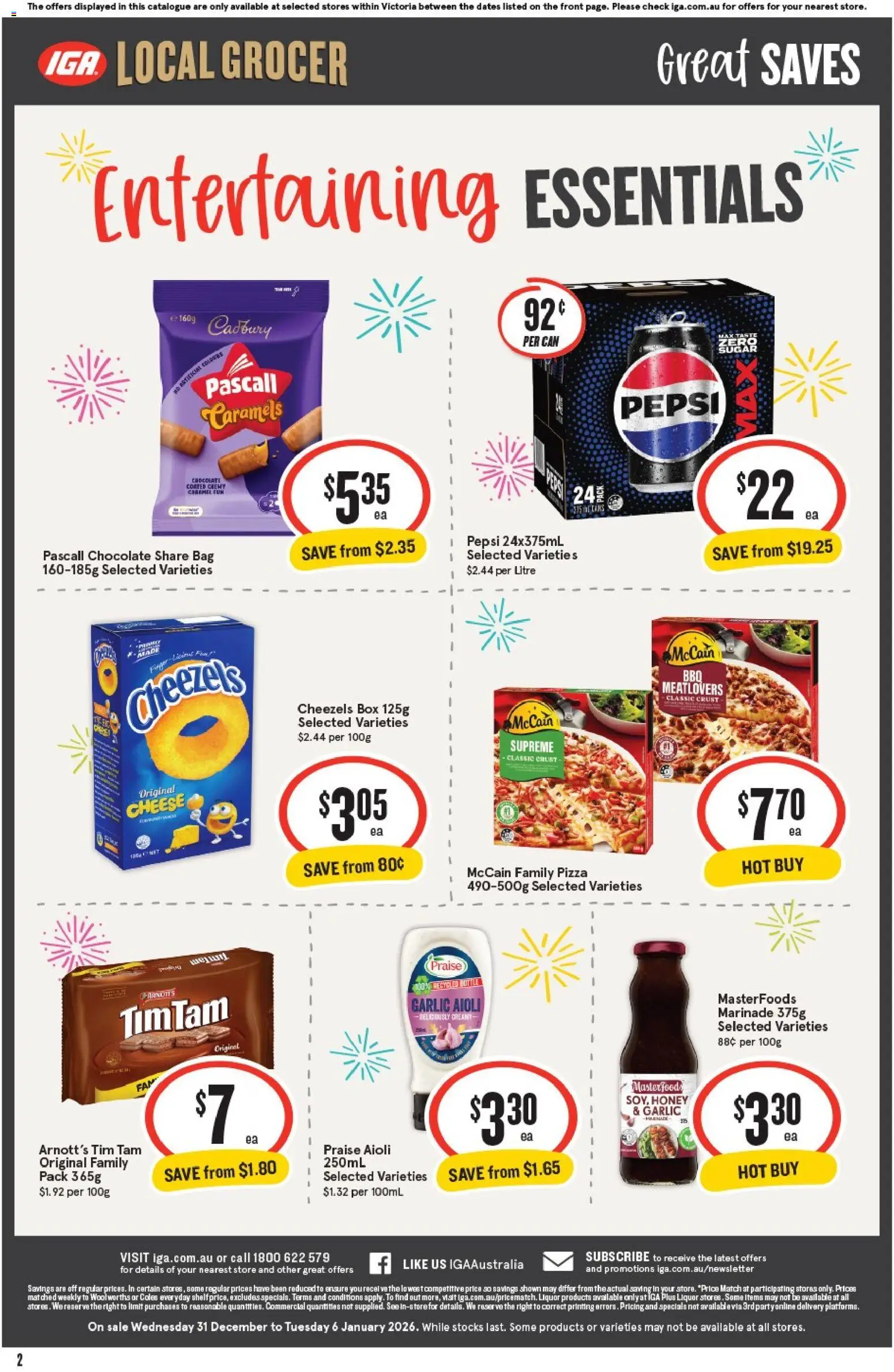 IGA catalogue - valid from 31.12.2025 | Page: 8 | Products: Cheese, Chocolate, Fridge, Freezer