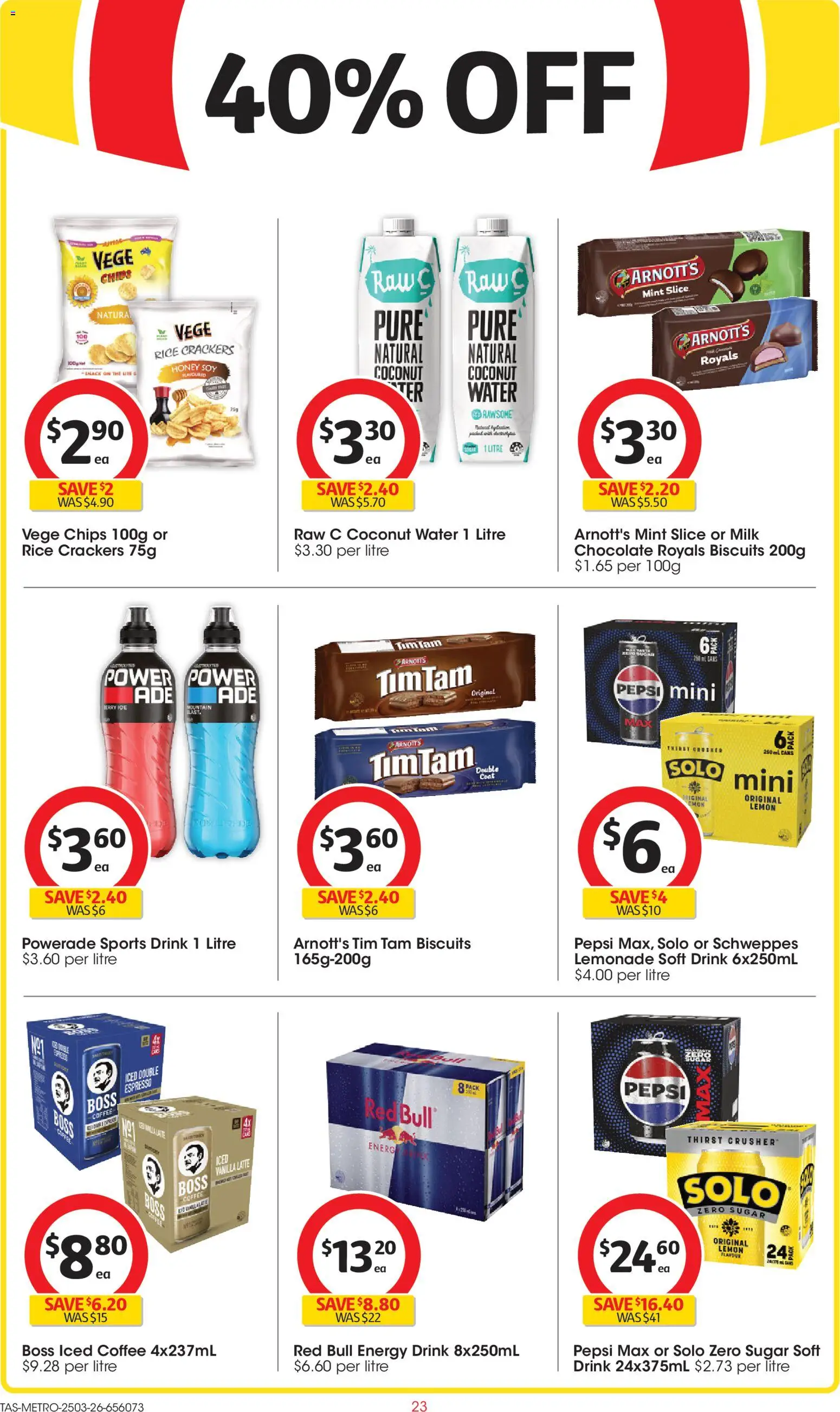 Coles catalogue - valid from 25.03.2026 | Page: 23 | Products: Crackers, Energy drink, Rice, Chips