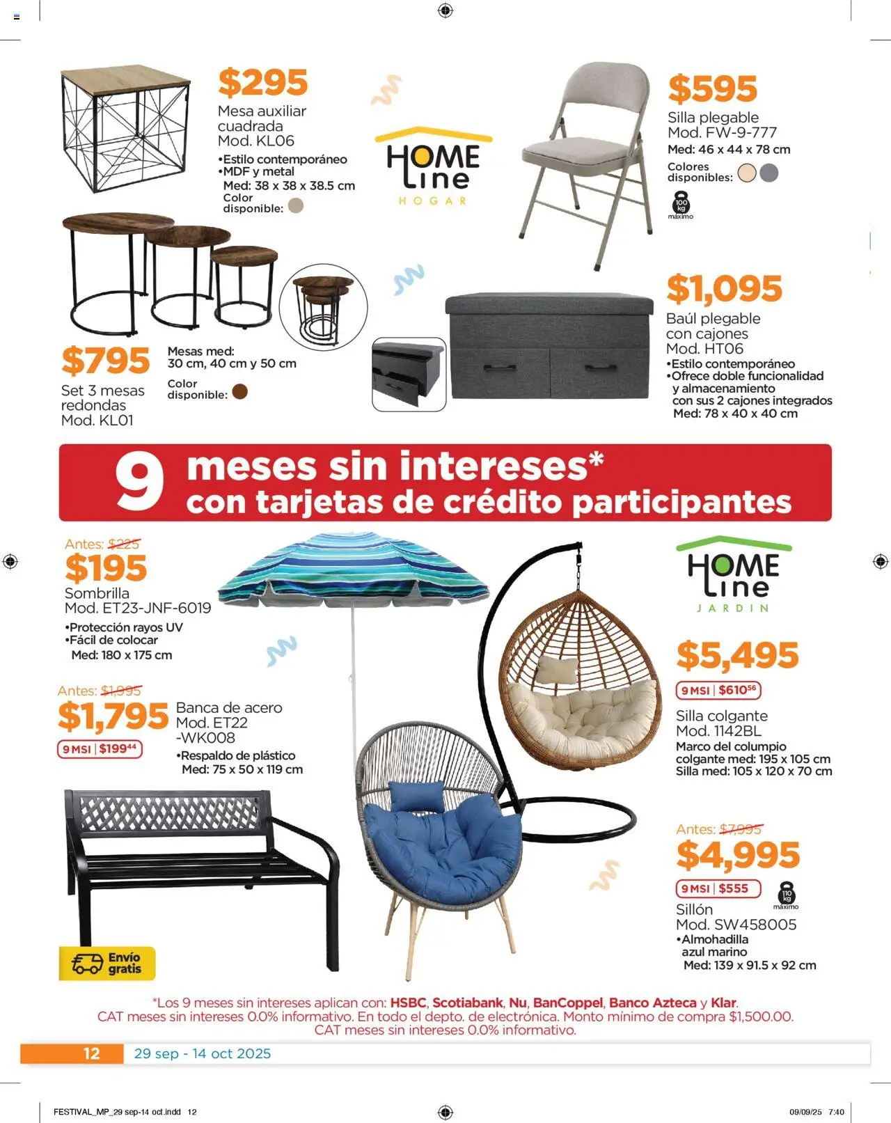 Nuevas ofertas de Chedraui válidas en toda la República Mexicana desde el 29.09.2025. ¡Encuentra las mejores ofertas en Chedraui - Folleto Nuestras marcas propias! | Página: 12 | Productos: Sillón, Columpio, Silla, Sombrilla