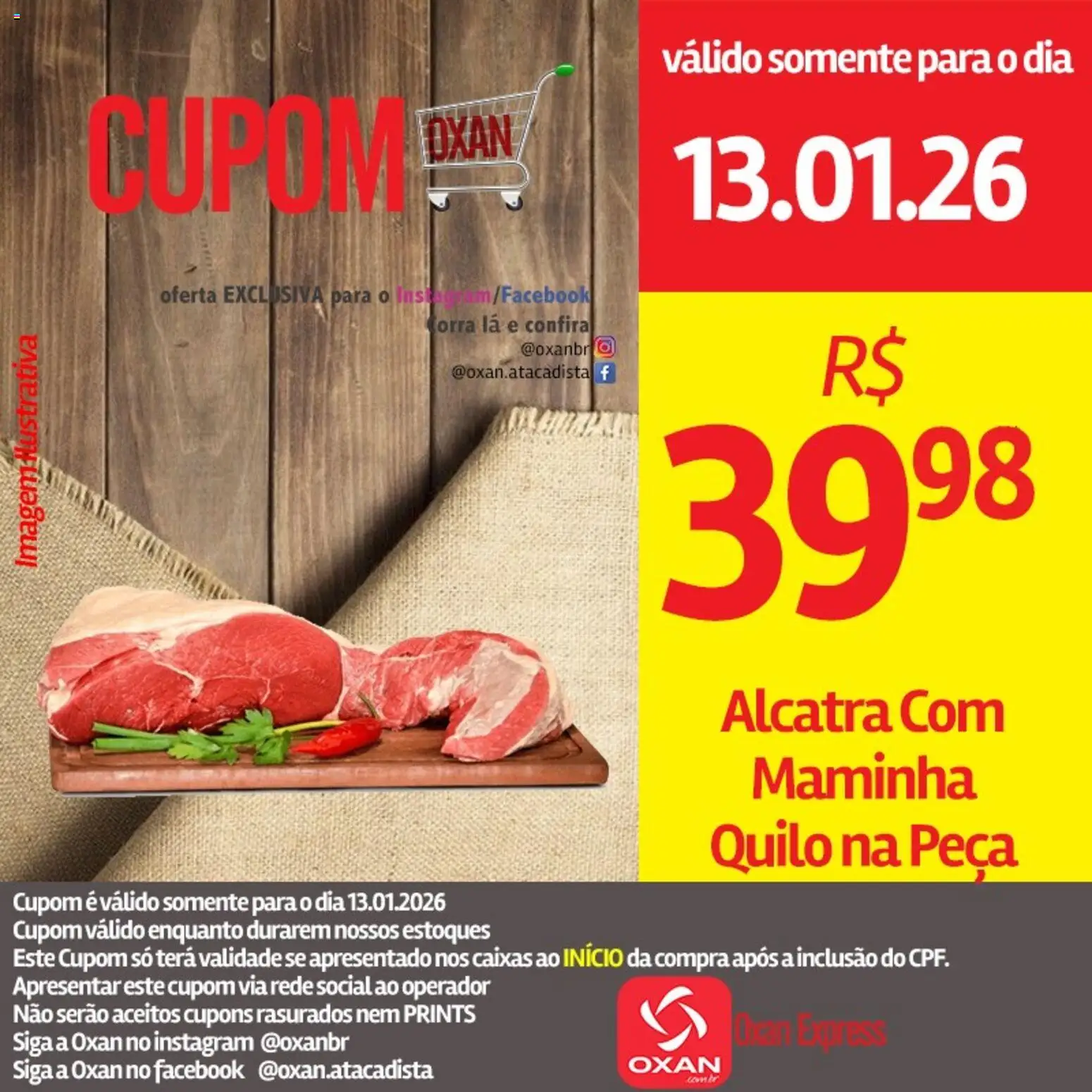 Oxan Atacadista Folheto - válido de 13.01.2026 | Página: 1 | Produtos: Alcatra, Maminha
