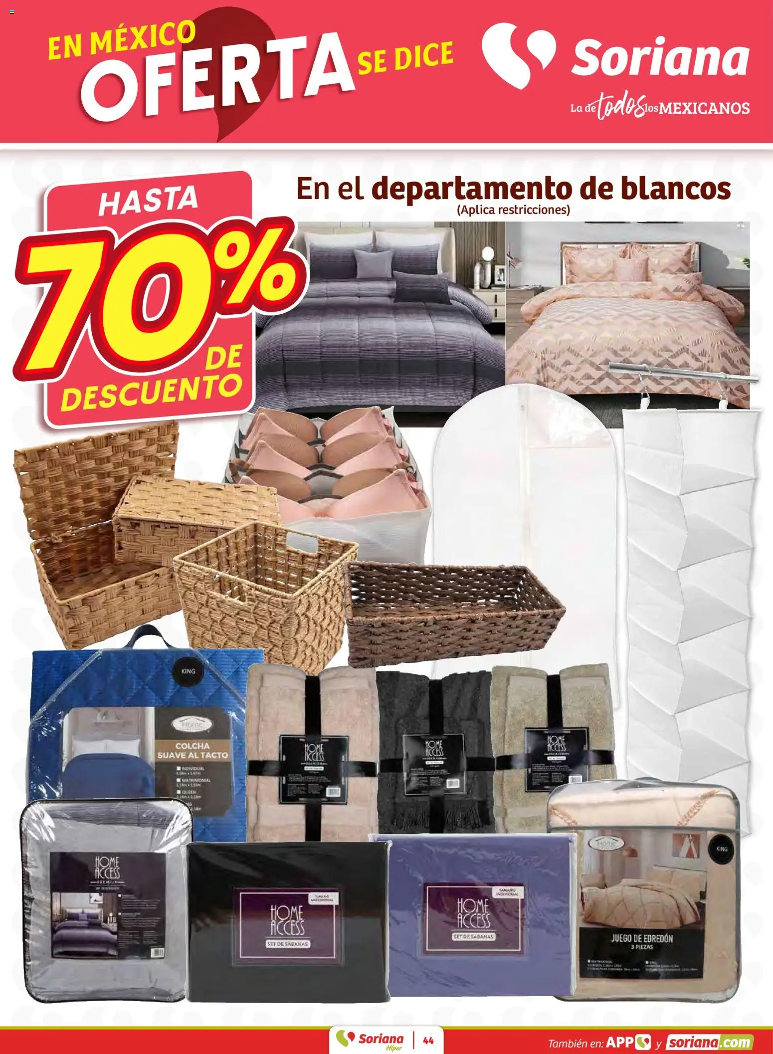 Nuevas ofertas de Soriana válidas en toda la República Mexicana desde el 02.01.2026. ¡Encuentra las mejores ofertas en Soriana - Preciazazaso Híper: Frontera BCN, Son! | Página: 44 | Productos: Juego, Sabanas