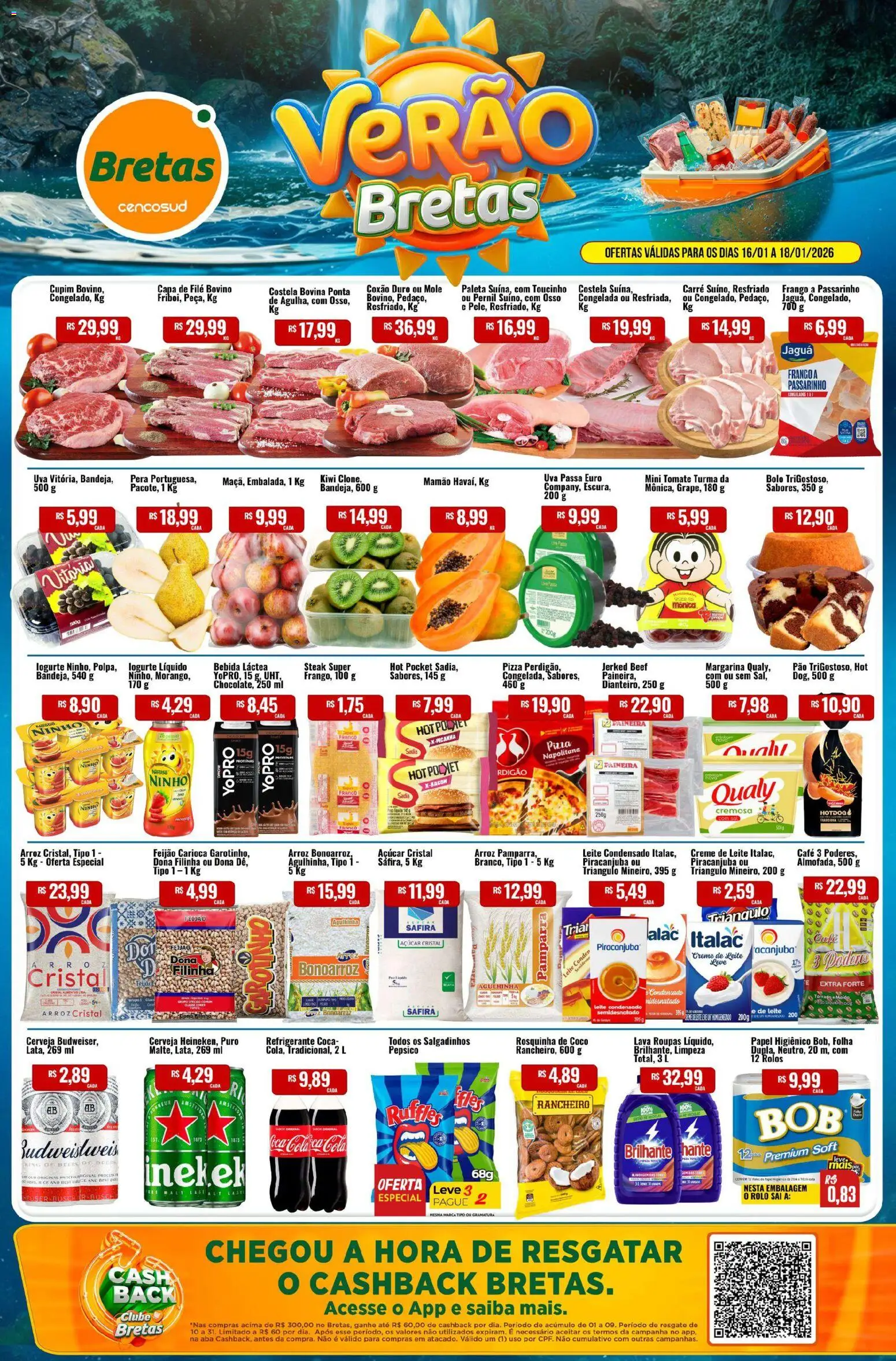 Bretas Folheto - válido de 16.01.2026 | Página: 1 | Produtos: Café, Cerveja, Bebida, Papel higiênico