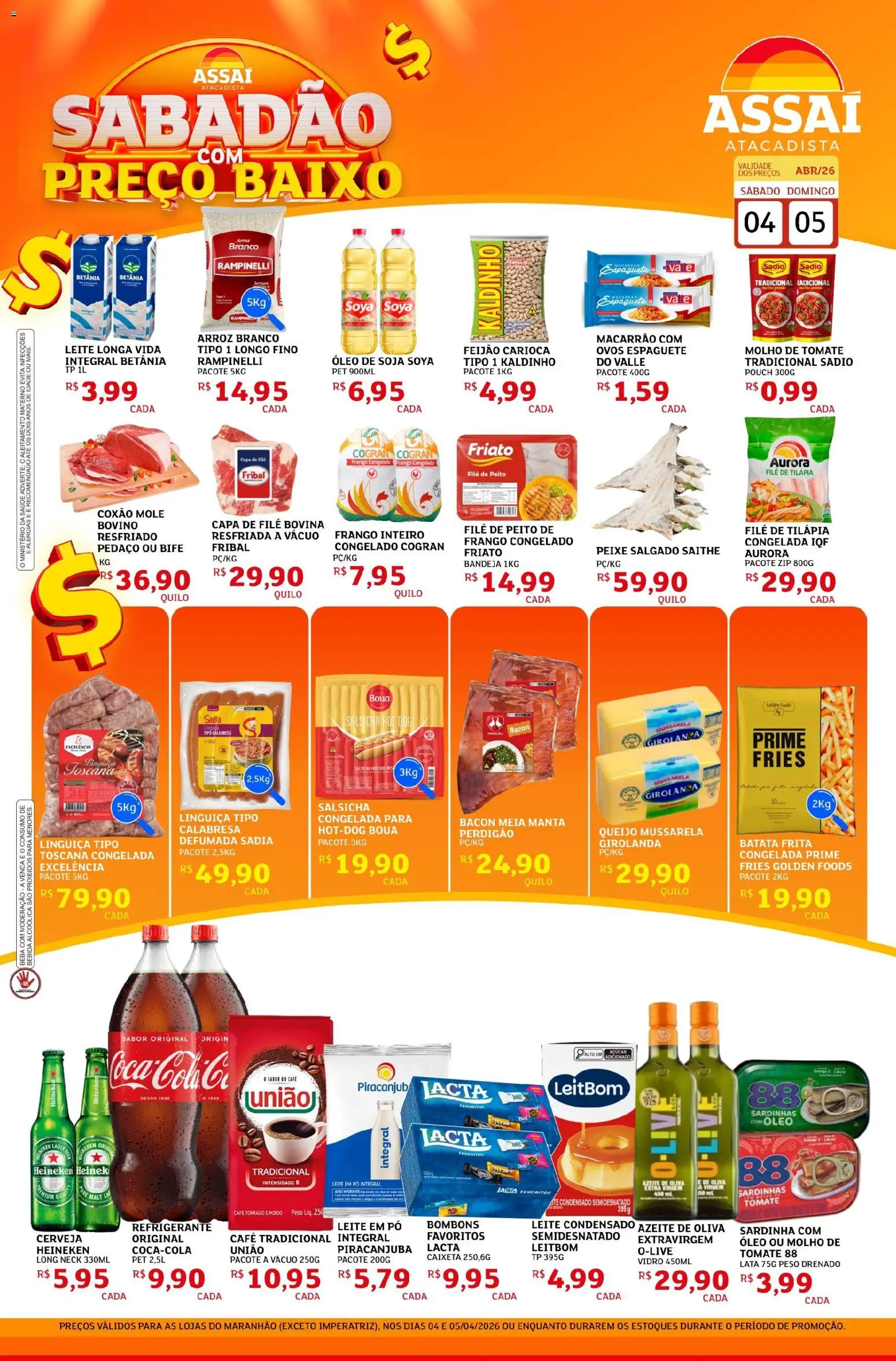 Assaí Atacadista Folheto - válido de 04.04.2026 | Página: 1 | Produtos: Pó, Ovos, Óleo, Macarrão