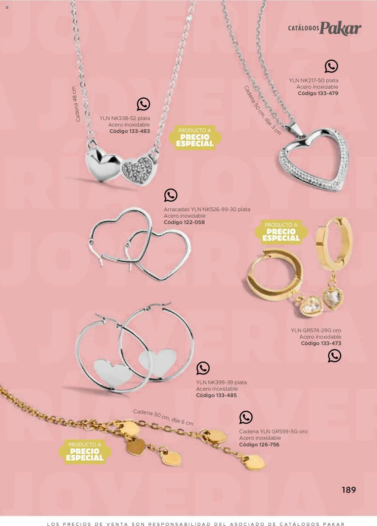 Nuevas ofertas de SC Pakar válidas en toda la República Mexicana desde el 24.07.2025. ¡Encuentra las mejores ofertas en SC Pakar Catálogo Ropa y Accesorios! | Página: 189 | Productos: Dije, Cadena