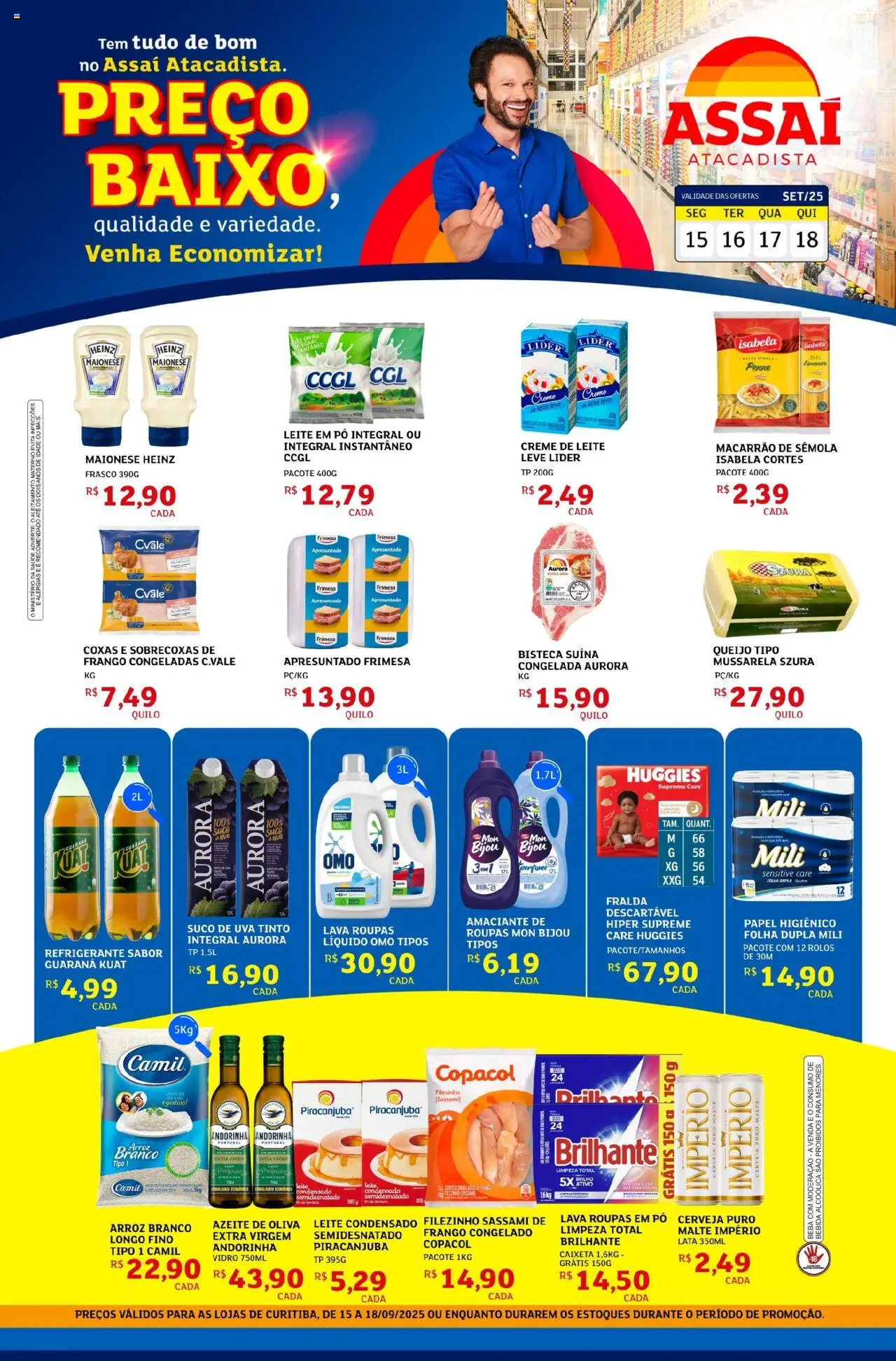 Assaí Atacadista Folheto - válido de 15.09.2025 | Página: 1 | Produtos: Macarrão, Maionese, Papel higiênico, Leite em pó
