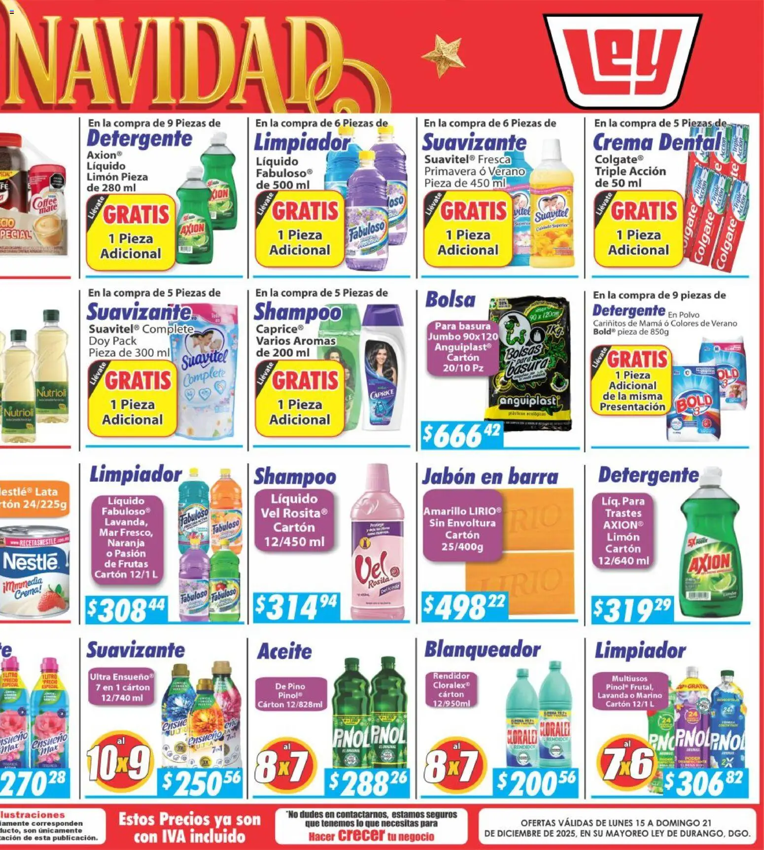 Nuevas ofertas de Casa Ley válidas en toda la República Mexicana desde el 15.12.2025. ¡Encuentra las mejores ofertas en Casa Ley folleto Durango! | Página: 5 | Productos: Crema, Bolsa, Limpiador, Polvo