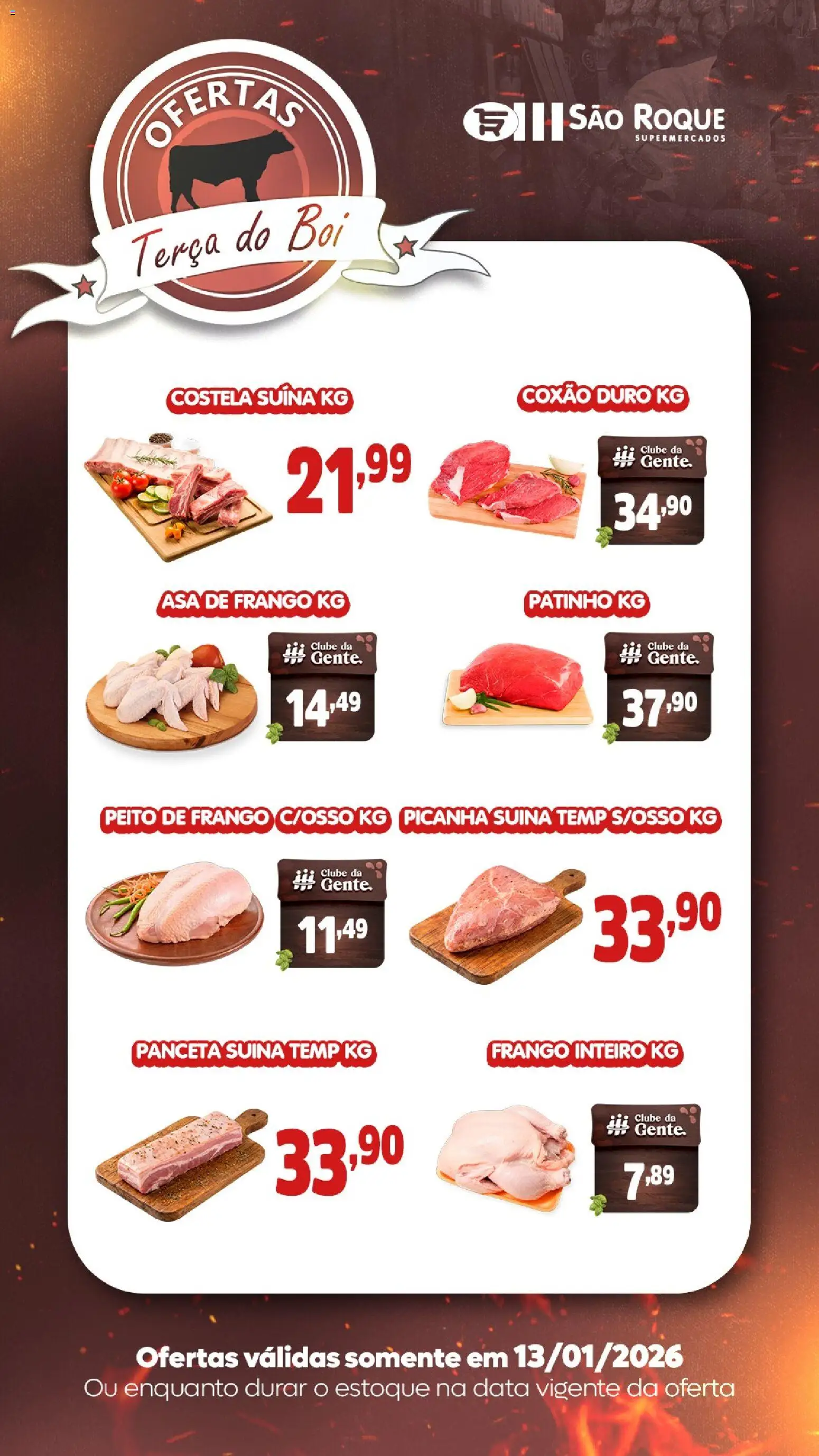 São Roque Supermercados Folheto - válido de 13.01.2026 | Página: 2 | Produtos: Picanha, Asa de frango, Frango, Peito de frango