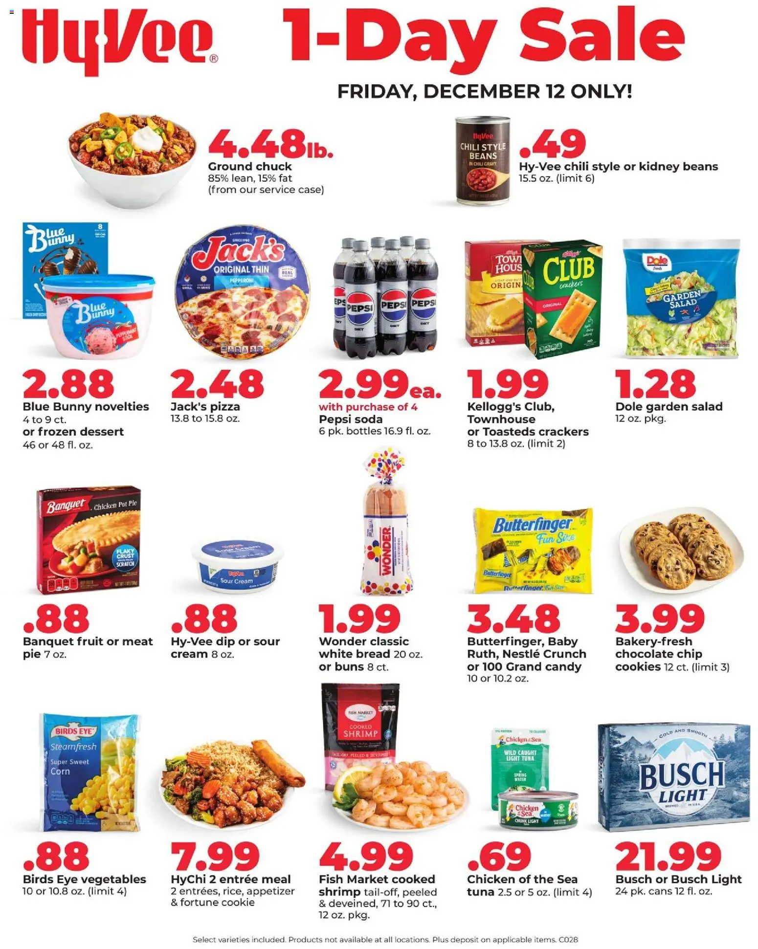 HyVee Special Sales - valid from 12.12.2025 | Page: 1 | Products: Bread, Pizza, Sour cream, Chocolate Chip