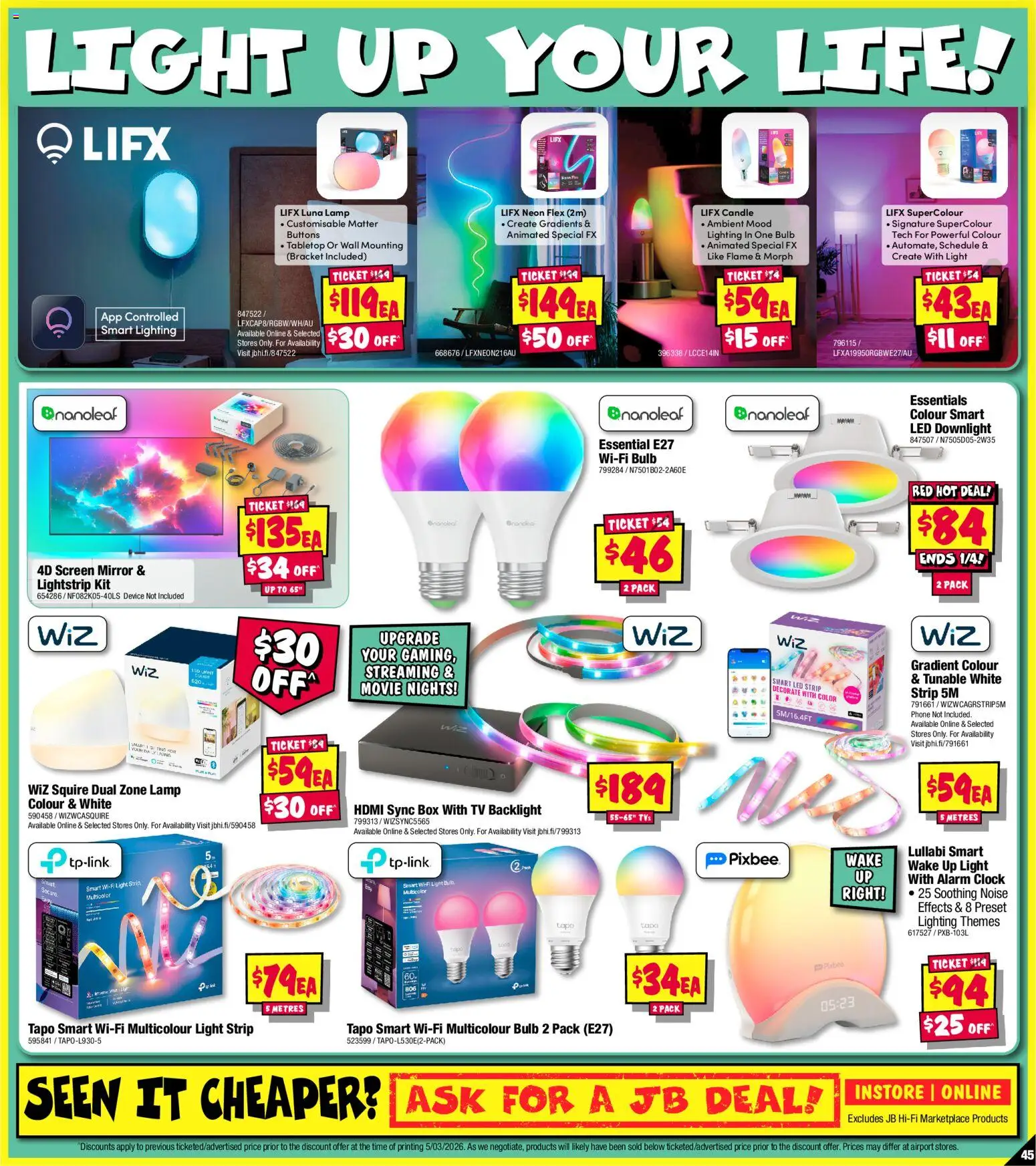 JB Hi-Fi catalogue - valid from 19.03.2026 | Page: 45 | Products: Lamp, Phone, Tv, Strip