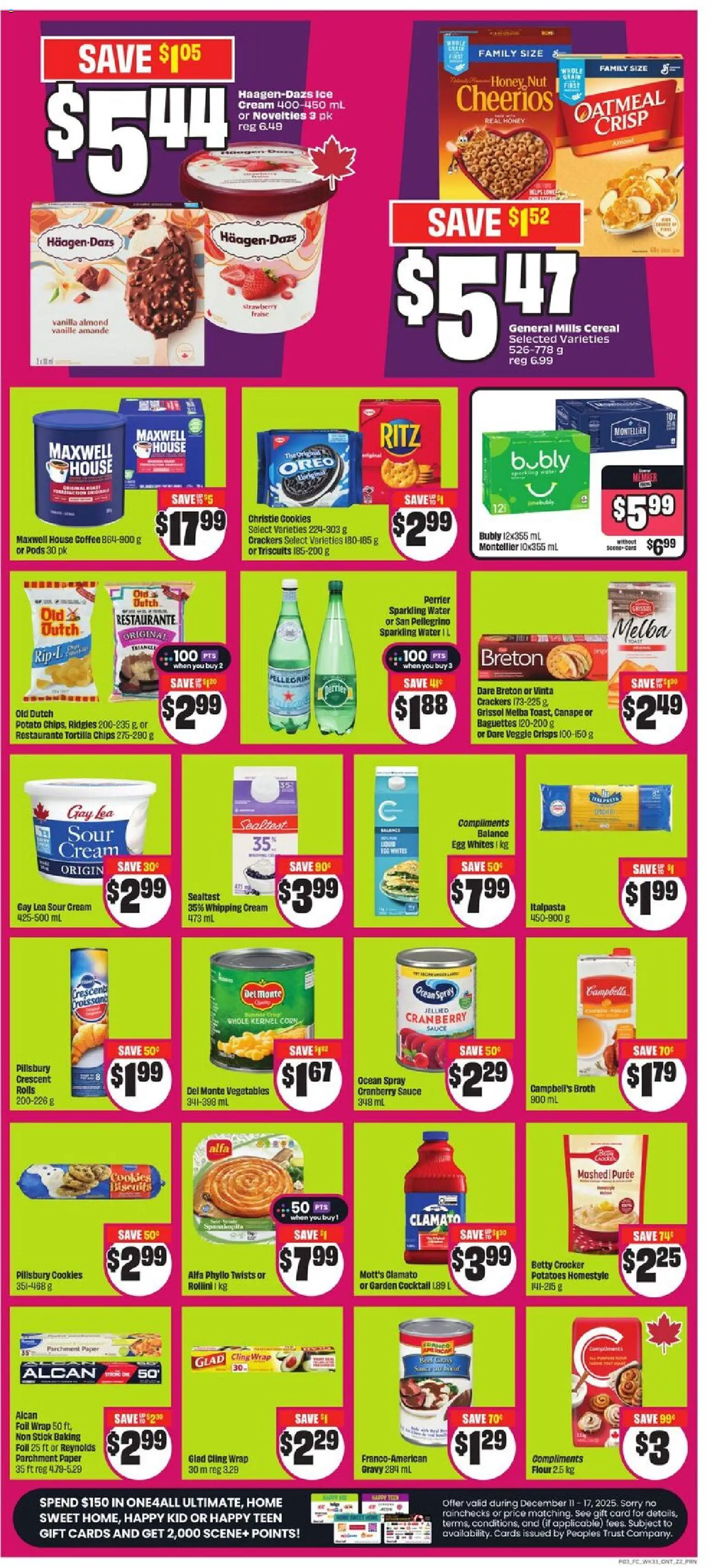 FreshCo flyer valid from 11.12.2025 | Page: 4 | Products: Cream, Cookies, Potatoes, Coffee