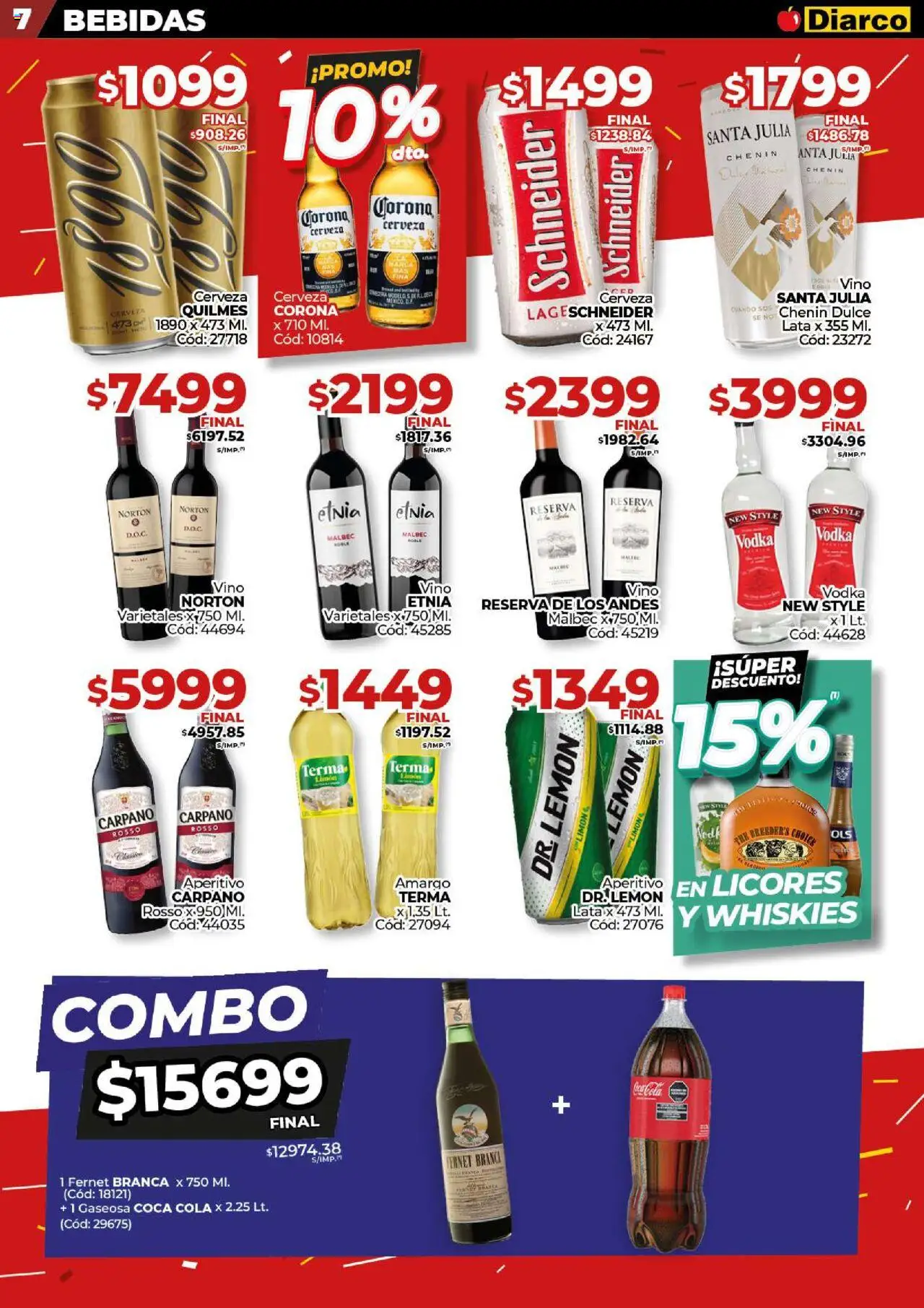 Diarco ofertas │ válido desde el 08.09.2025 | Página: 7 | Productos: Vodka, Gaseosa, Limón, Vino