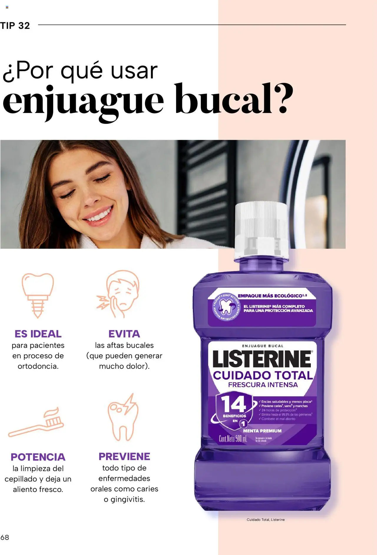 Nuevas ofertas de Chedraui válidas en toda la República Mexicana desde el 02.05.2025. ¡Encuentra las mejores ofertas en Chedraui folleto Vive Bella! | Página: 68 | Productos: Enjuague bucal