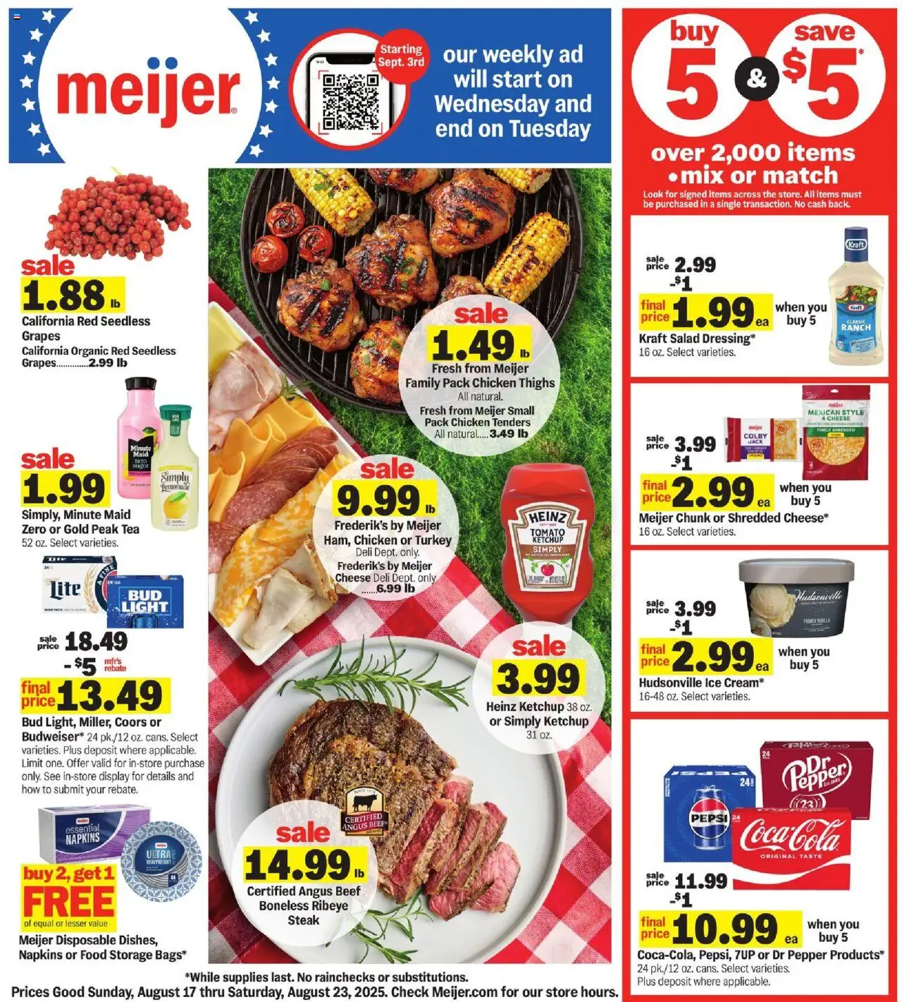 Meijer Weekly Ad - valid from 17.08.2025 | Page: 1 | Products: Tea, Beef, Cream, Salad