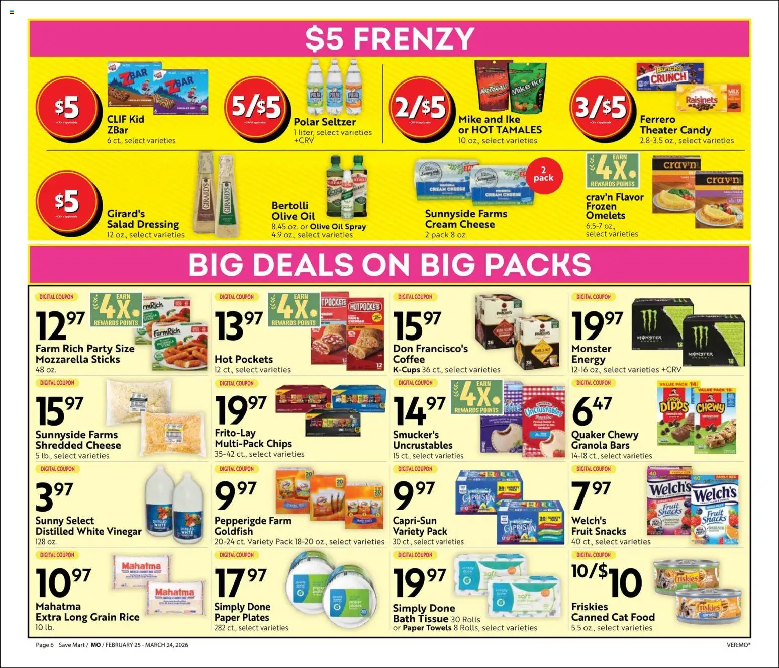 Save Mart Big Book of Savings - valid from 25.02.2026 | Page: 6 | Products: Cheese, Oil, Rice, Cream