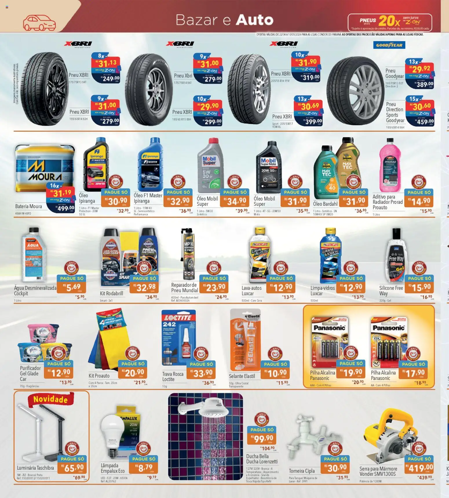 Supermercados Condor Folheto - válido de 22.04.2026 | Página: 28 | Produtos: Pneu, Purificador, Óleo, Pneus