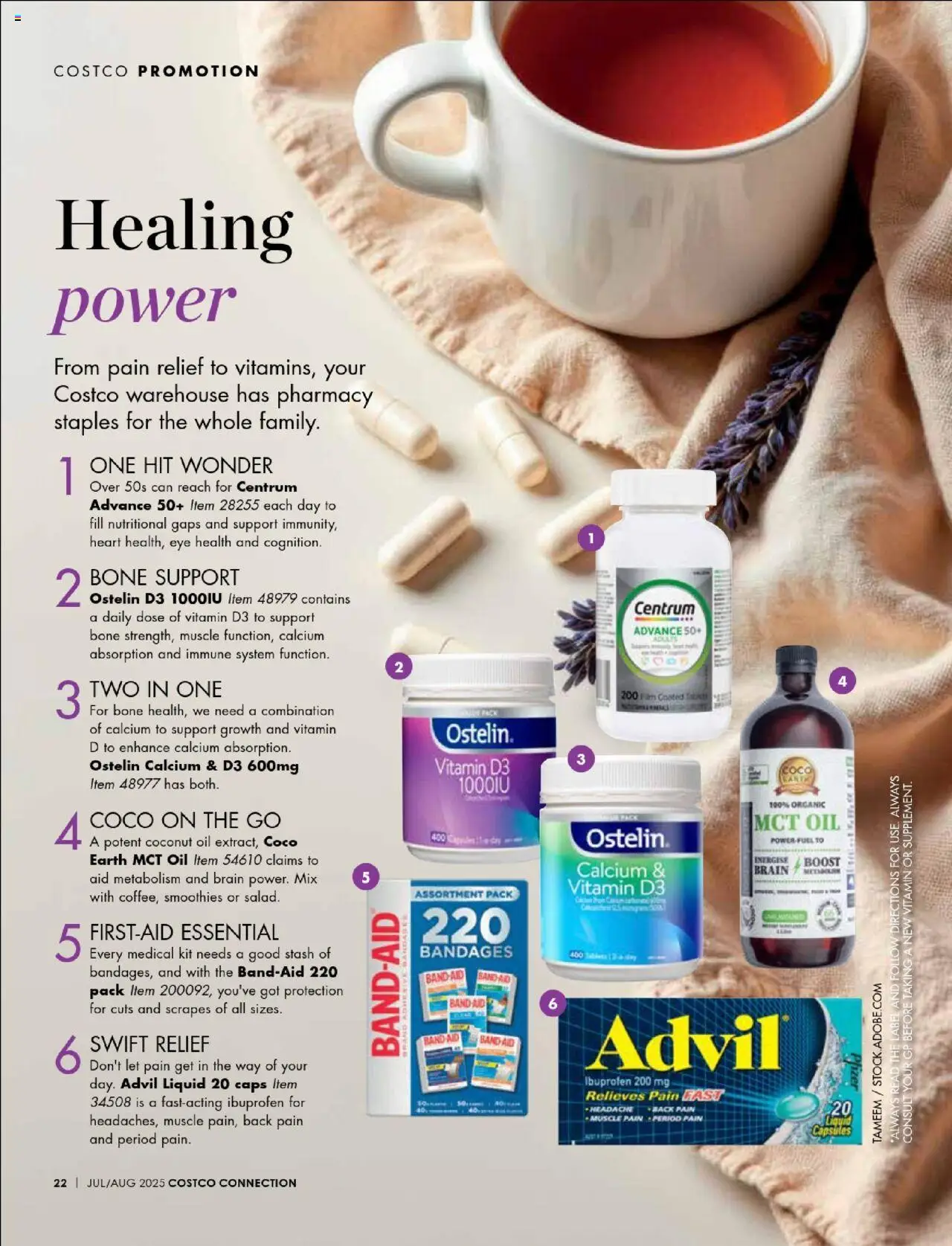 Costco catalogue - valid from 01.07.2025 | Page: 22 | Products: Oil, Tablet, Vitamin, Pain relief