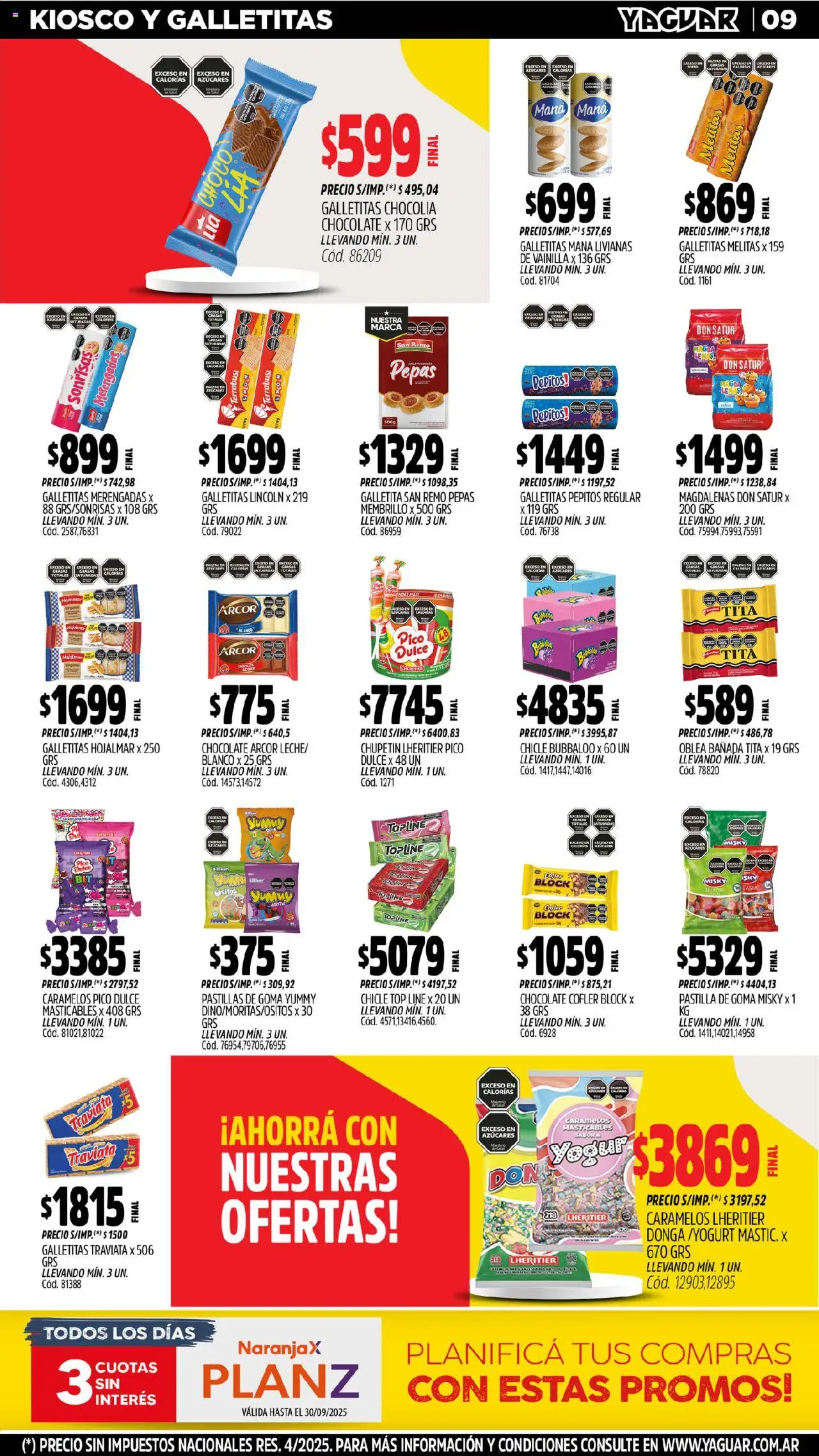 Yaguar - Salta │ válido desde el 01.09.2025 | Página: 10 | Productos: Top, Galletitas, Chocolate, Chicle
