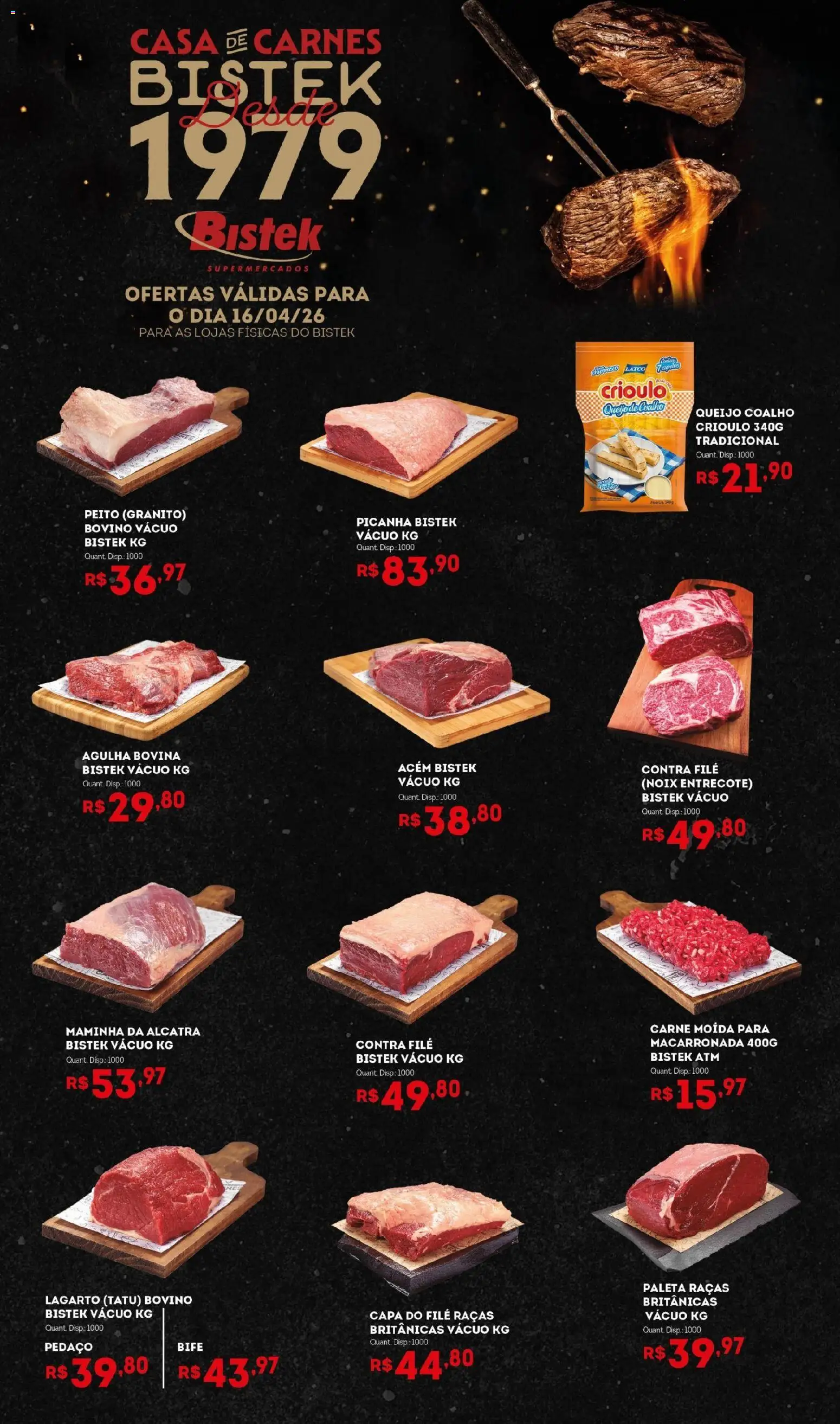 Bistek Supermercados Folheto - válido de 16.04.2026 | Página: 1 | Produtos: Acém, Alcatra, Maminha, Carne moída