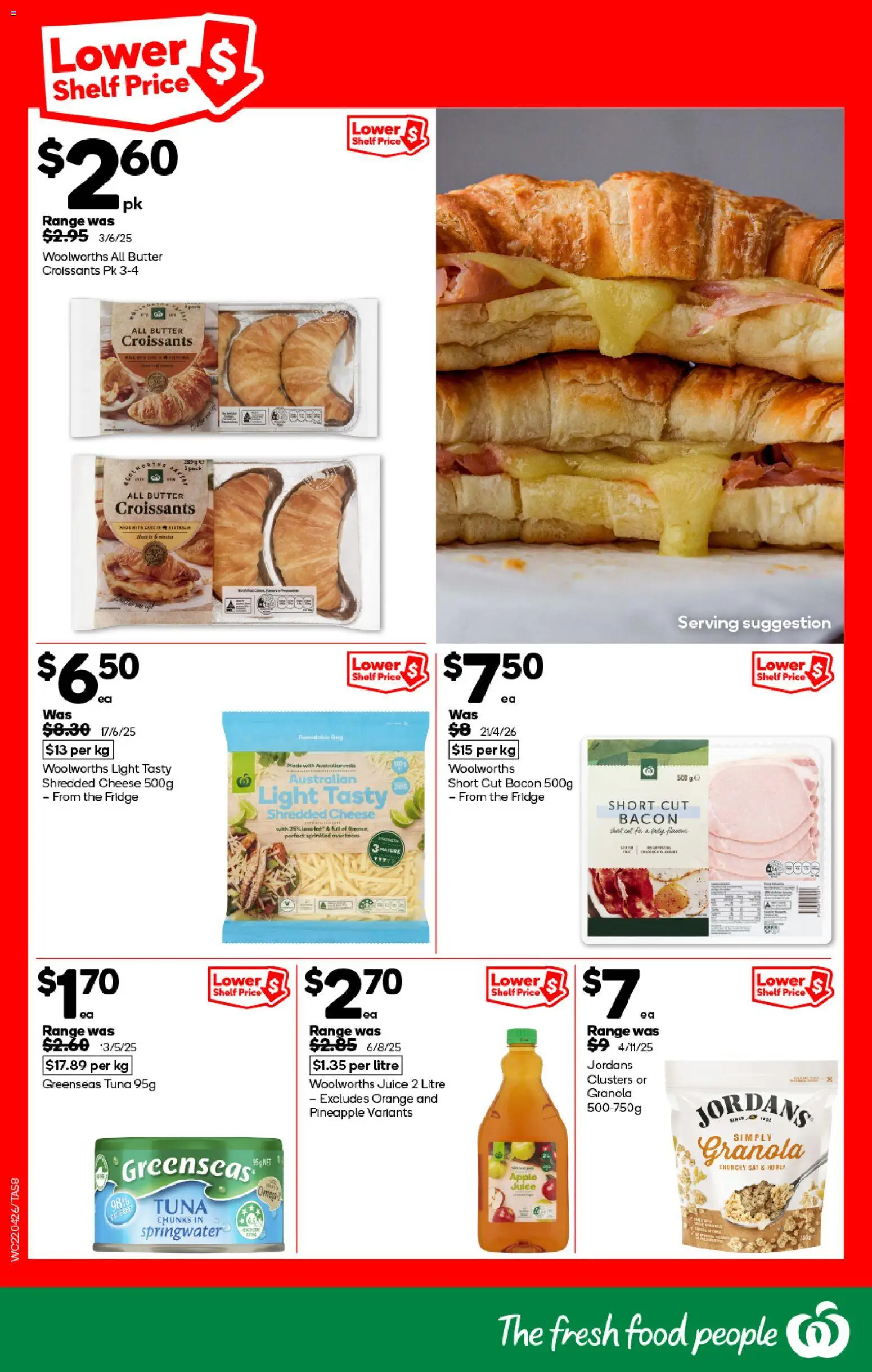 Woolworths catalogue - valid from 22.04.2026 | Page: 8 | Products: Shelf, Bacon, Granola, Tuna