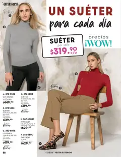 Nuevas ofertas de Andrea válidas en toda la República Mexicana desde el 22.08.2025. ¡Encuentra las mejores ofertas en Andrea - Catálogo Vestir Exterior - Otoño / Invierno! | Página: 88 | Productos: Leggings, Un suéter, Collar, Aretes
