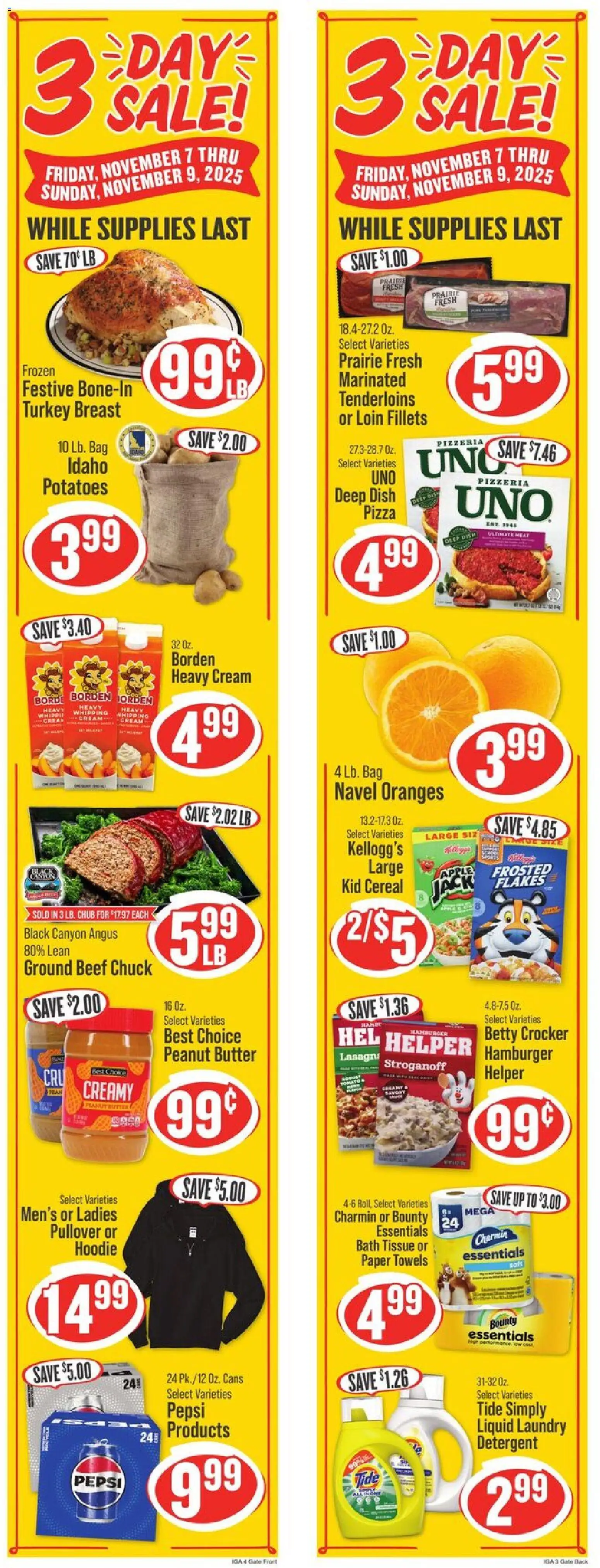 IGA Weekly Ad - valid from 05.11.2025 | Page: 2 | Products: Bath, Pizza, Oranges, Potatoes